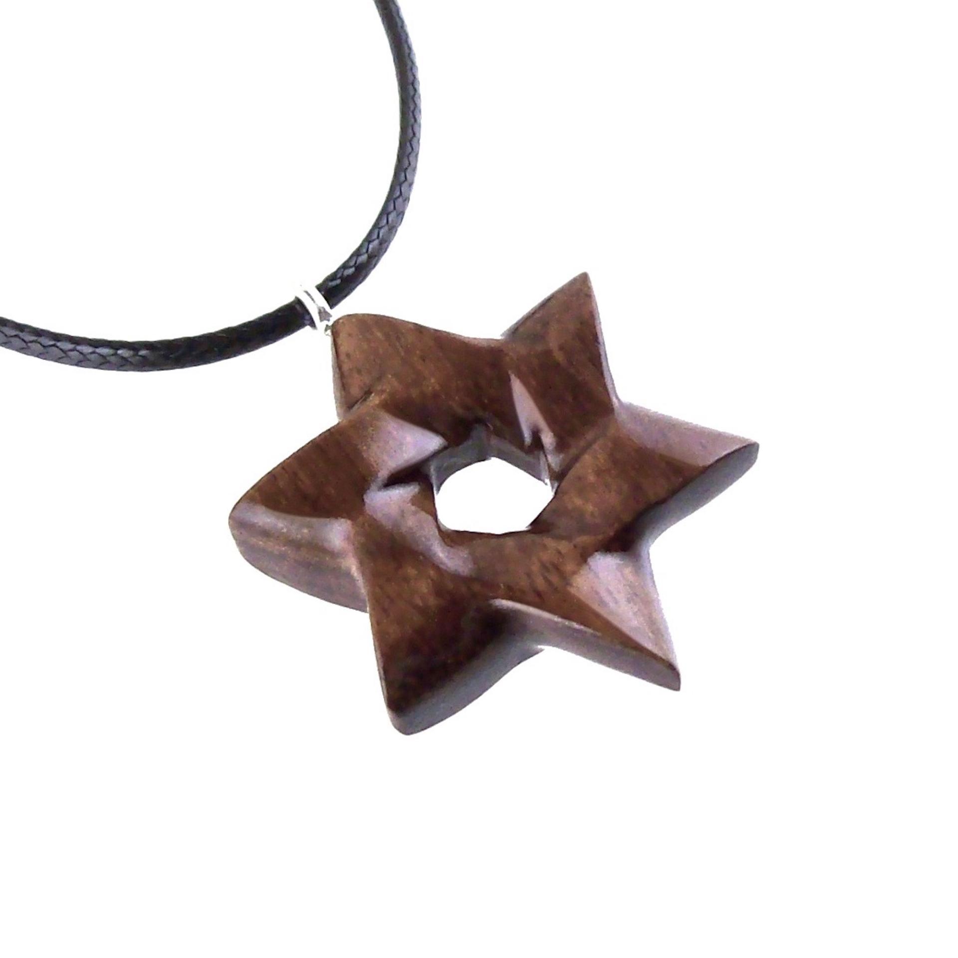 Hand Carved Wooden Star of David Pendant, Jewish Star Necklace for Men or Women, Wood Jewish Jewelry