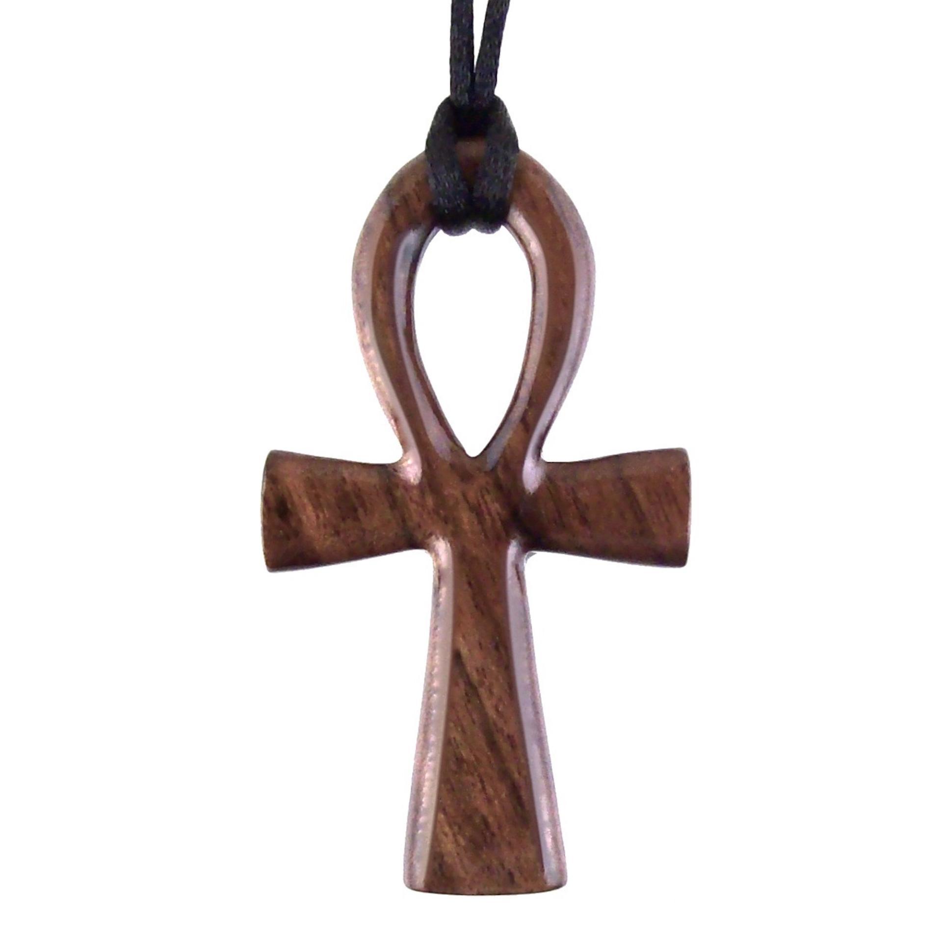 Large Wooden Ankh Pendant Necklace, Egyptian Amulet, Handmade African Mens Wood Jewelry