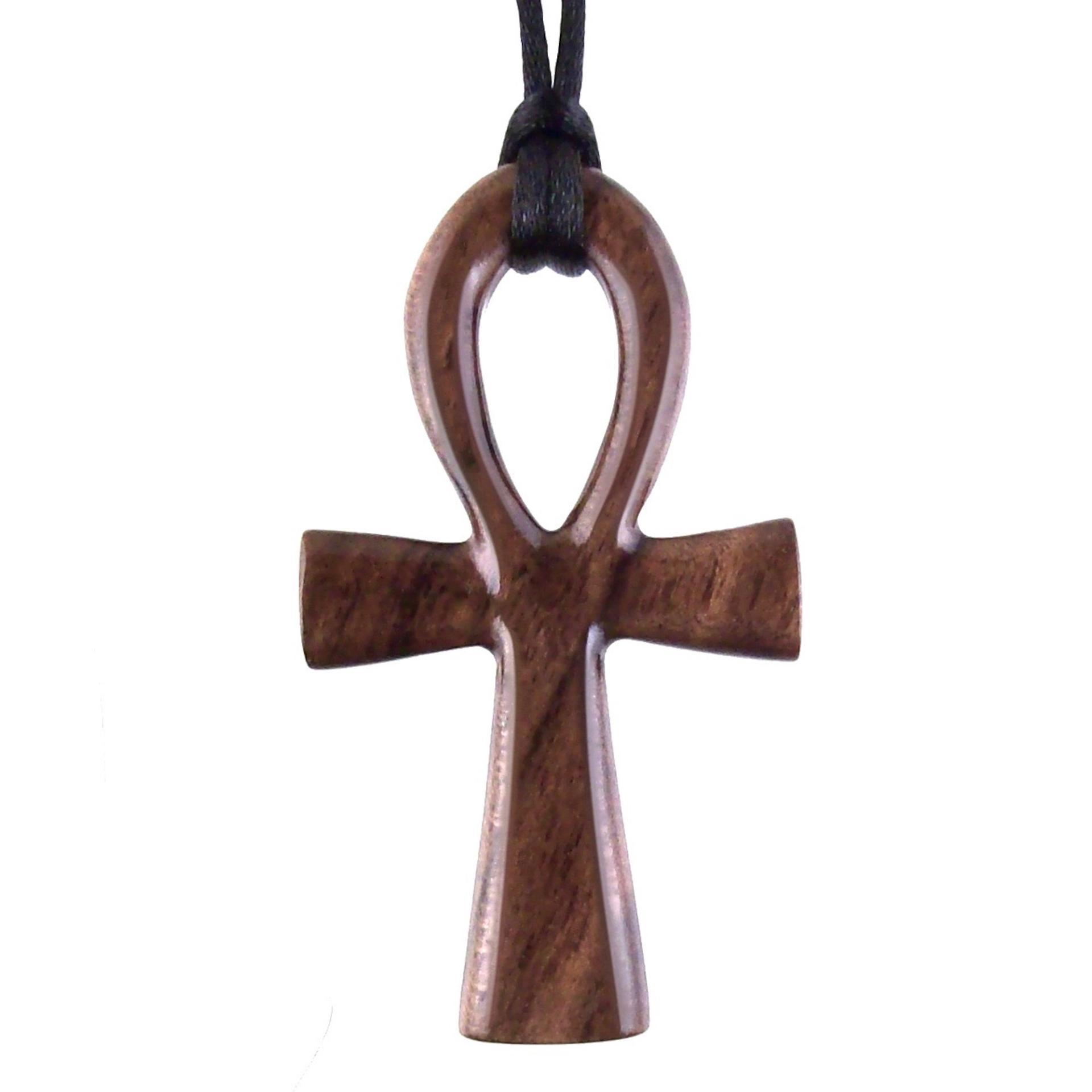 Large Wooden Ankh Pendant Necklace, Egyptian Amulet, Handmade African Mens Wood Jewelry