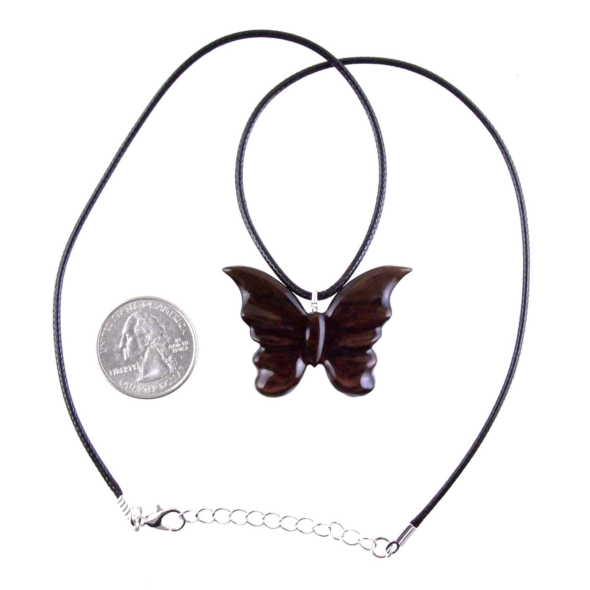 Butterfly Necklace, Hand Carved Wooden Butterfly Pendant, Insect Wood Jewelry, Gift for Her
