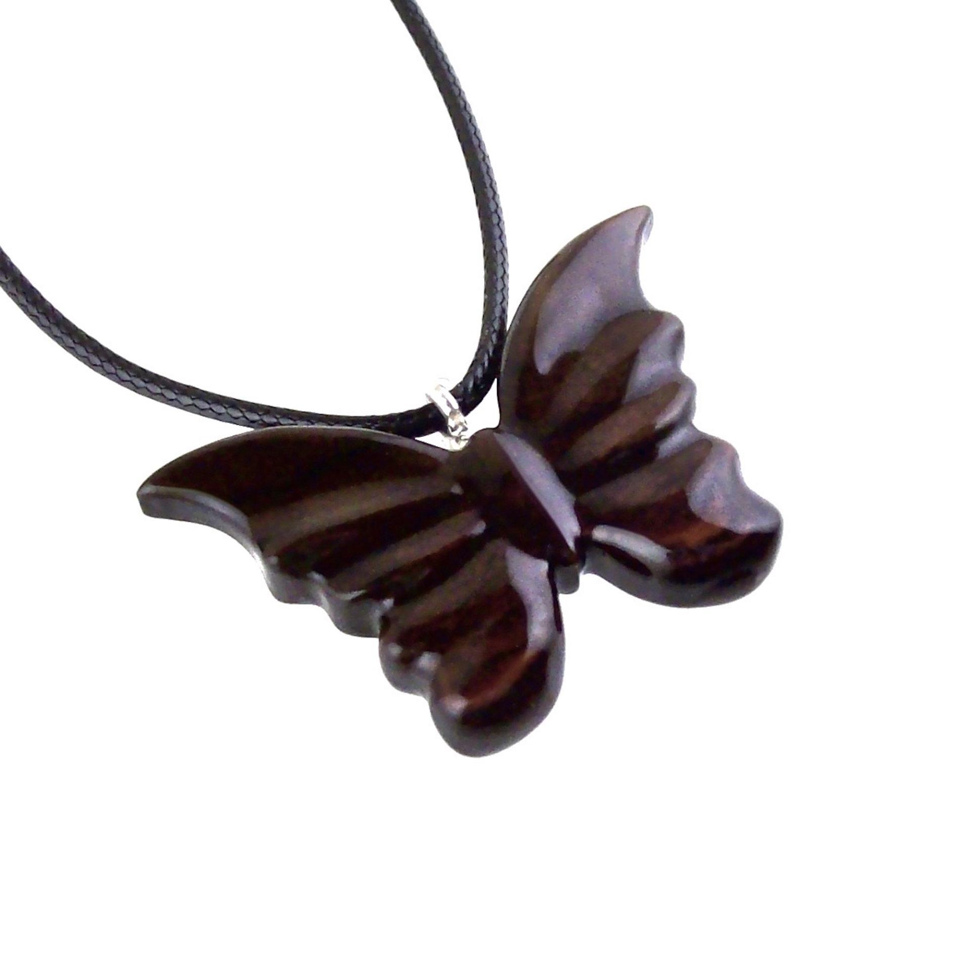 Butterfly Necklace, Hand Carved Wooden Butterfly Pendant, Insect Wood Jewelry, Gift for Her