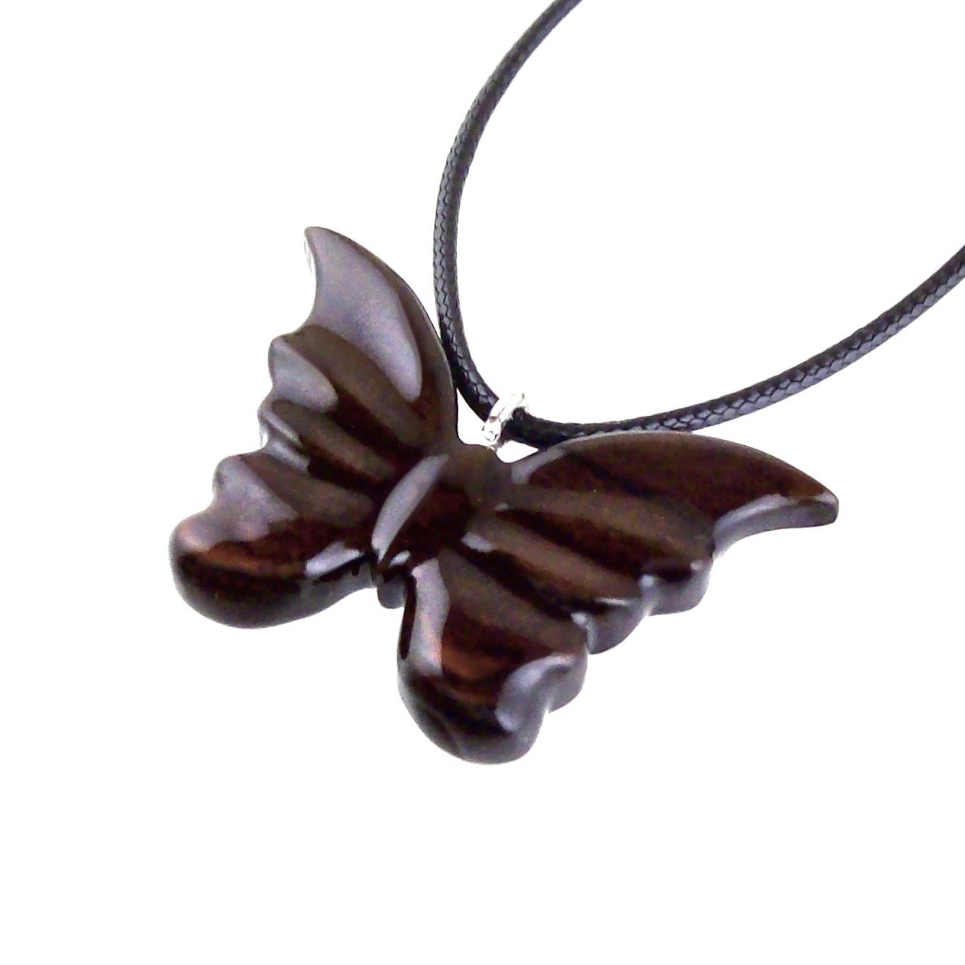 Butterfly Necklace, Hand Carved Wooden Butterfly Pendant, Insect Wood Jewelry, Gift for Her