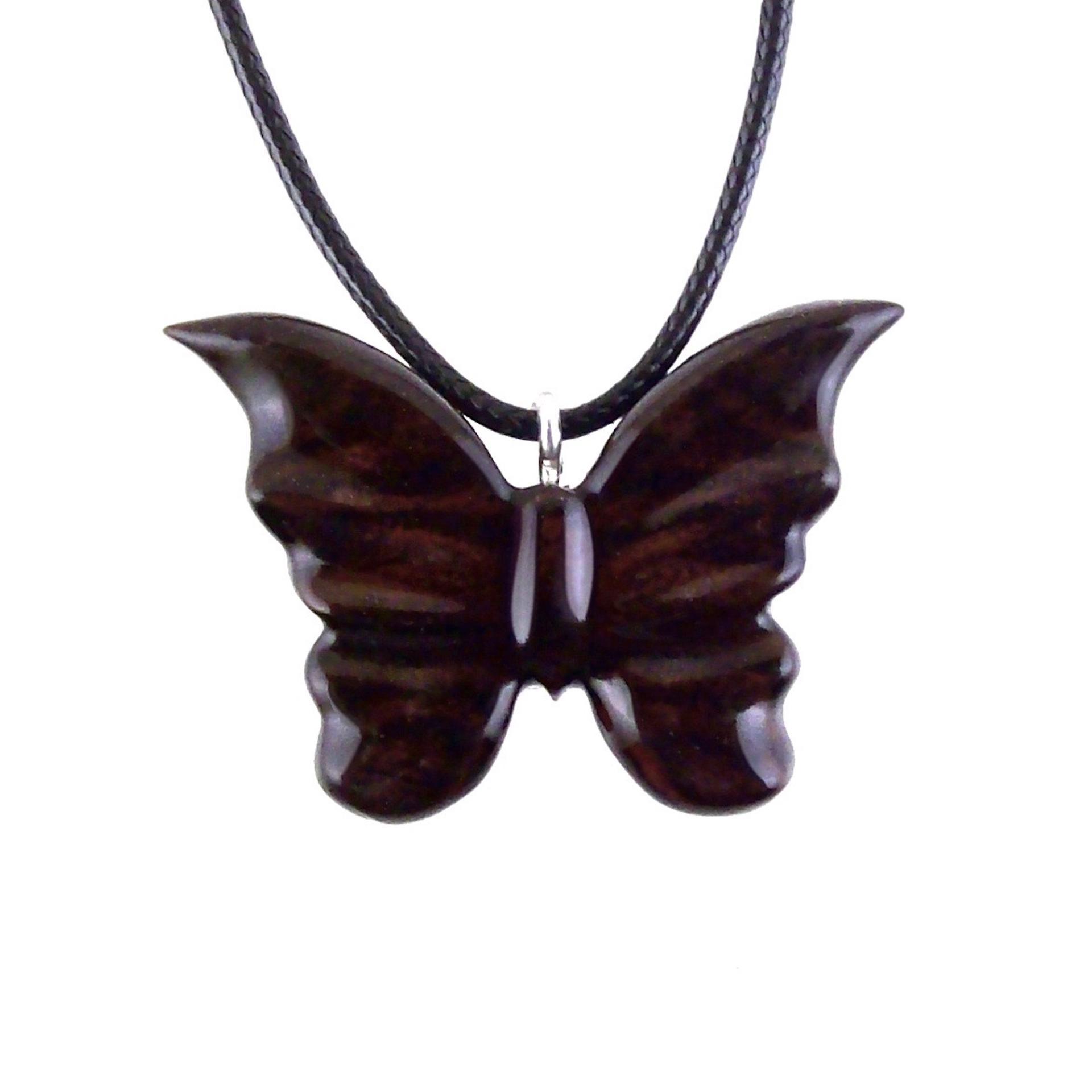 Butterfly Necklace, Hand Carved Wooden Butterfly Pendant, Insect Wood Jewelry, Gift for Her