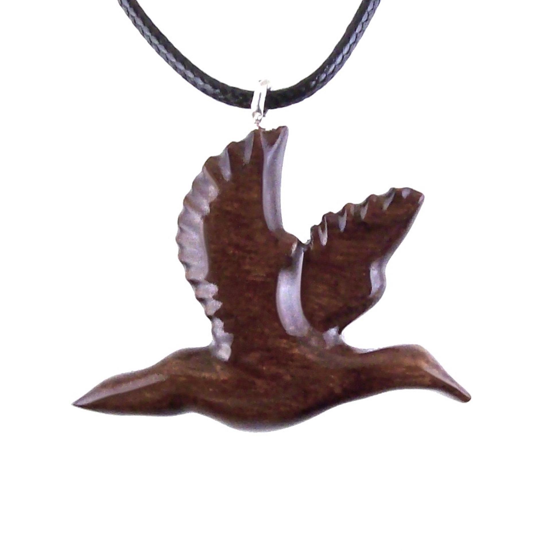 Hand Carved Duck Pendant, Wooden Mallard Necklace, Wood Bird Jewelry
