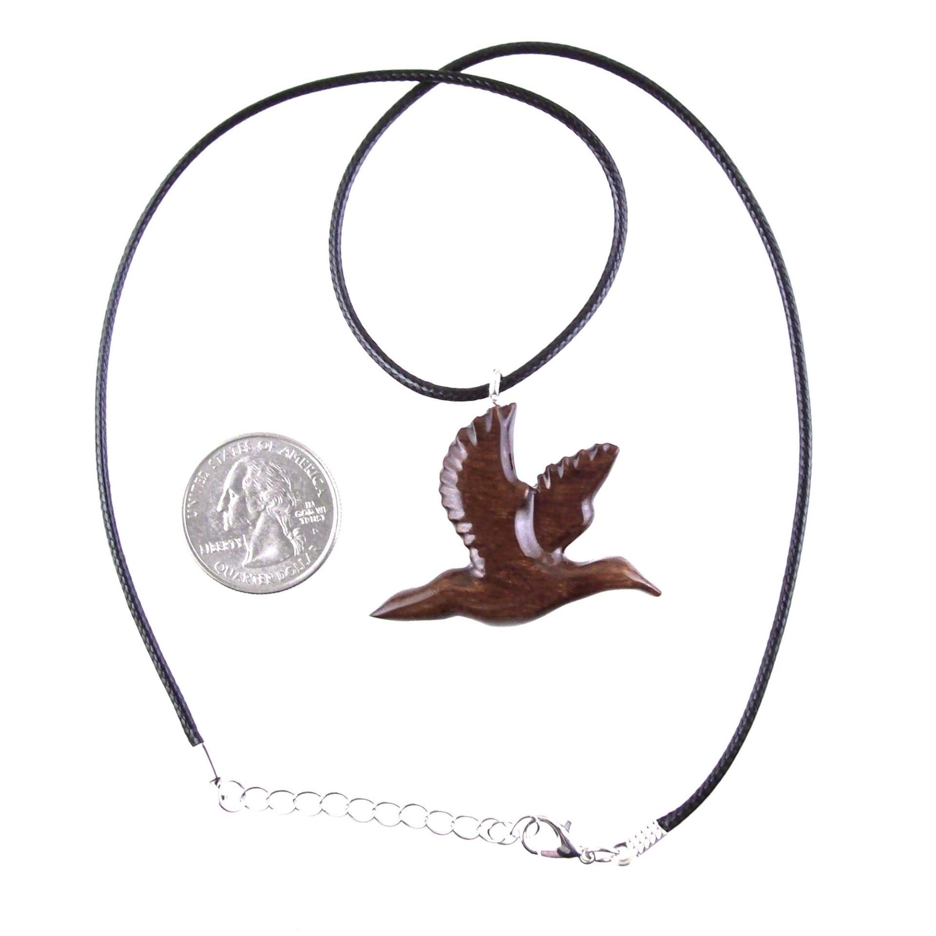 Hand Carved Duck Pendant, Wooden Mallard Necklace, Wood Bird Jewelry