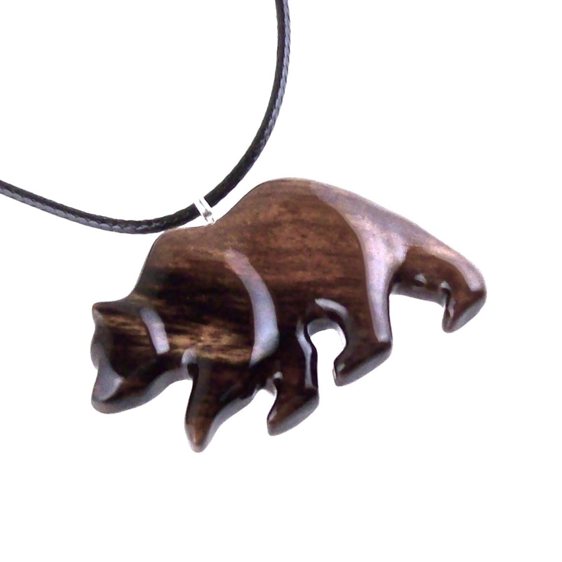 Hand Carved Wooden Bear Pendant, Grizzly Wood Bear Necklace, Totem Spirit Animal, Woodland Jewelry