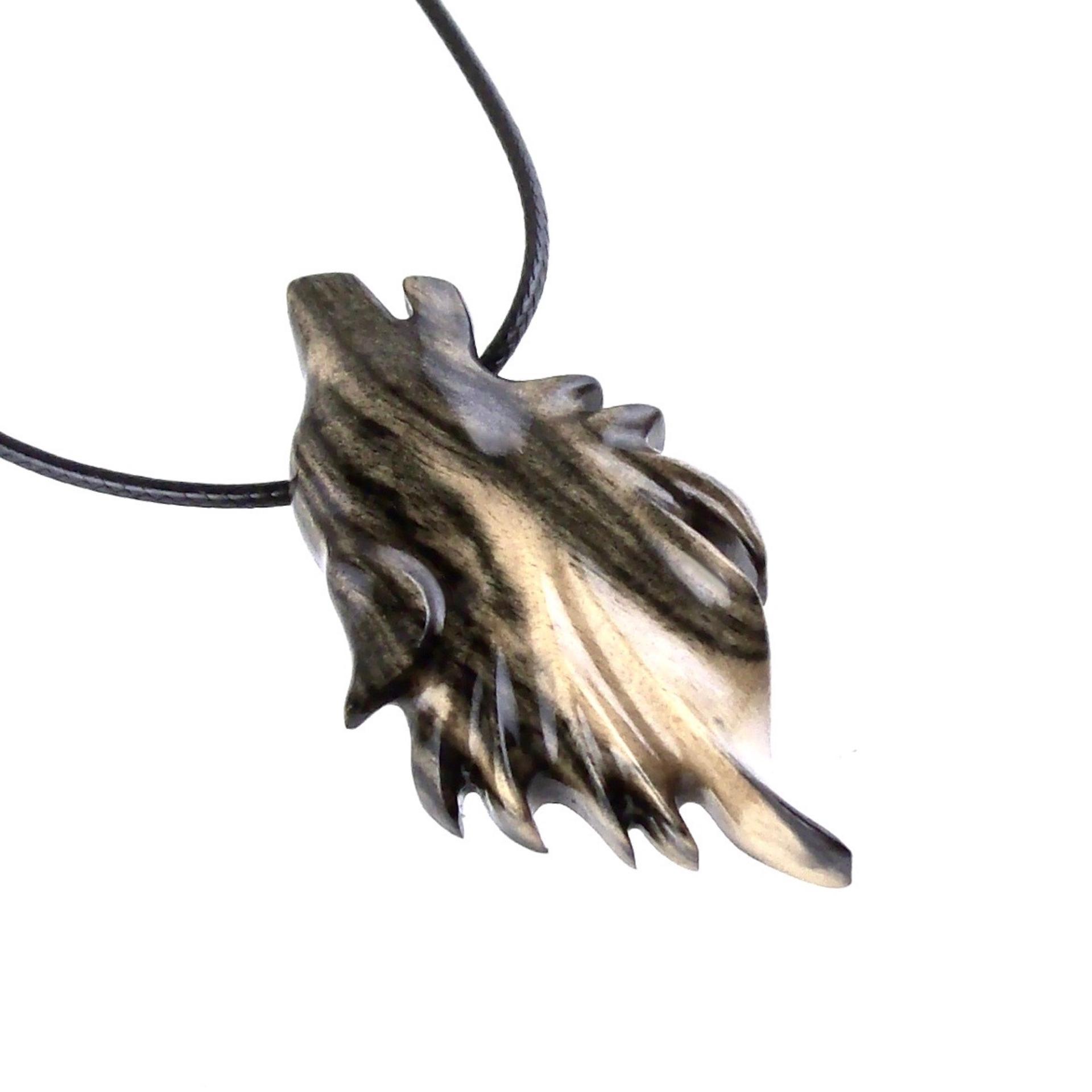 Wolf Necklace, Hand Carved Wooden Wolf Pendant for Men or Women, Spirit Animal Totem Woodland Jewelry