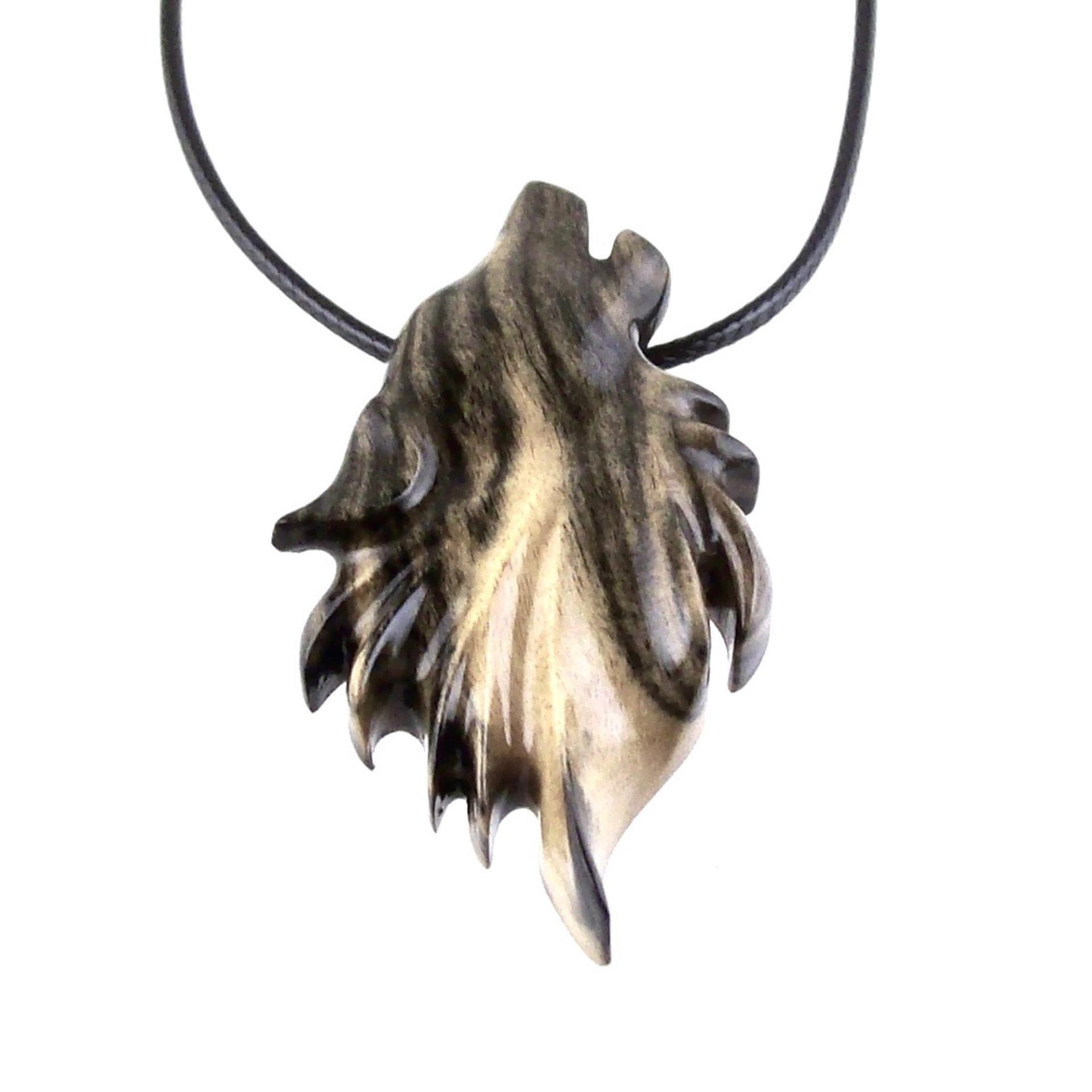 Wolf Necklace, Hand Carved Wooden Wolf Pendant for Men or Women, Spirit Animal Totem Woodland Jewelry