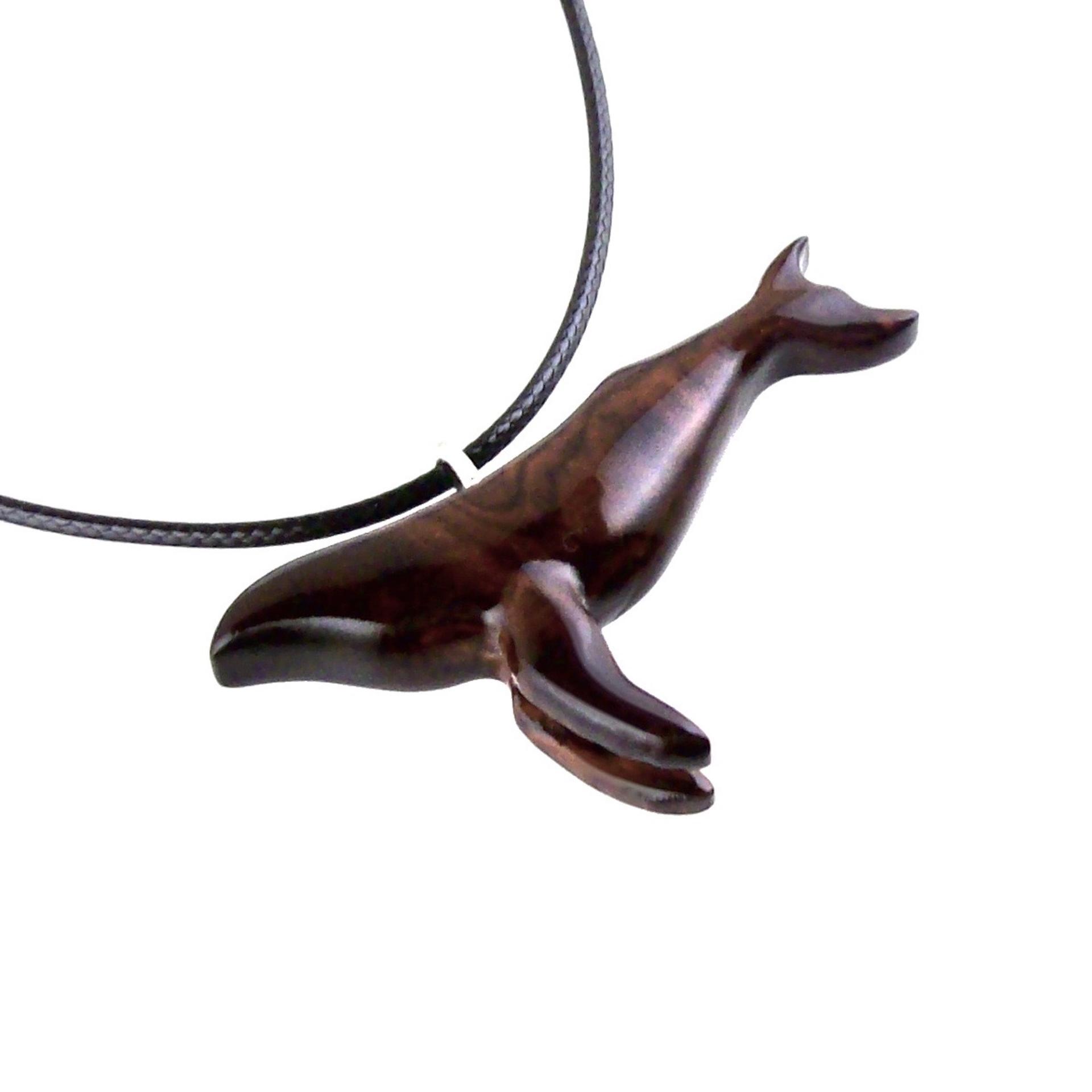 Humpback Whale Necklace, Hand Carved Wooden Whale Pendant, Whale-Watcher Gift for Men Women