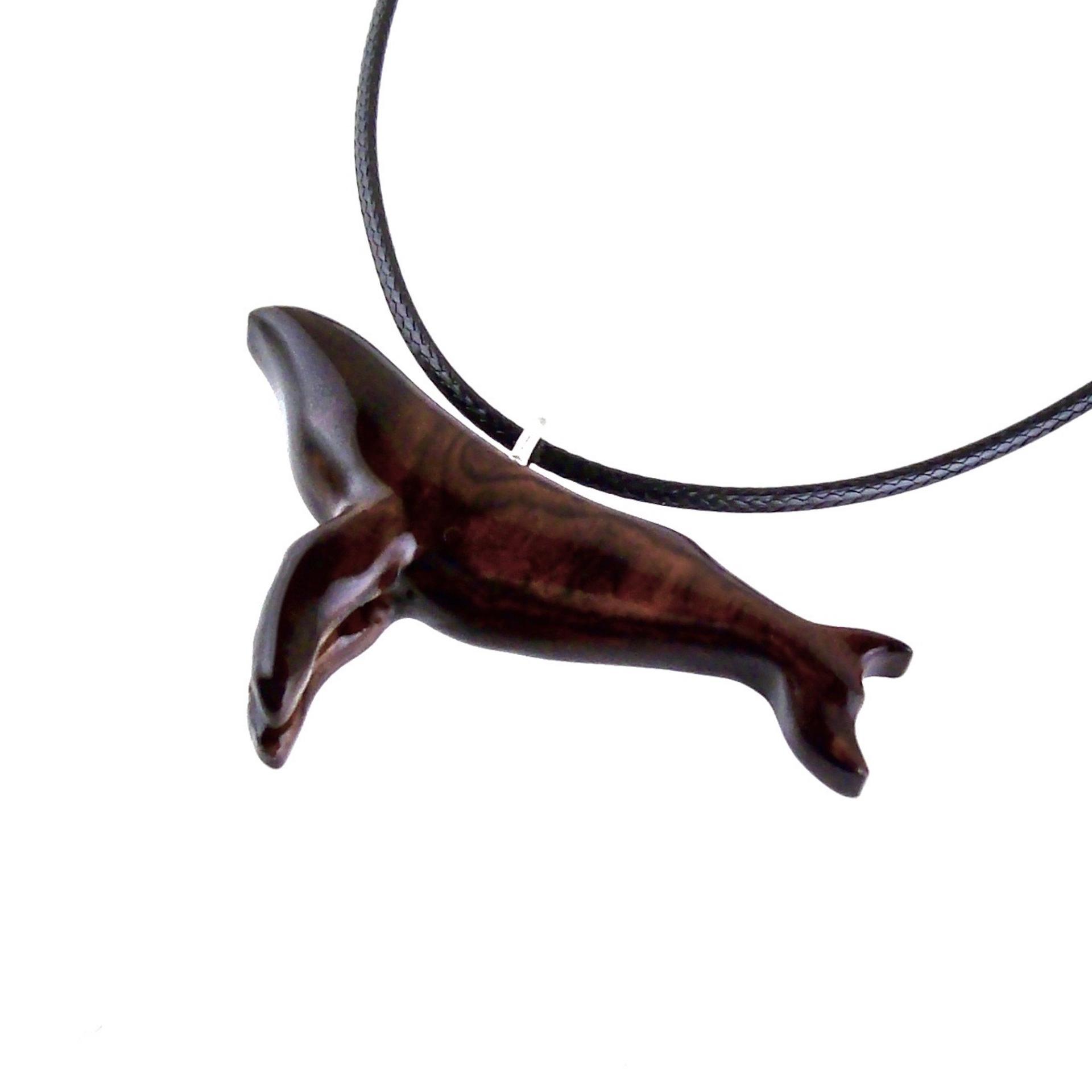 Humpback Whale Necklace, Hand Carved Wooden Whale Pendant, Whale-Watcher Gift for Men Women
