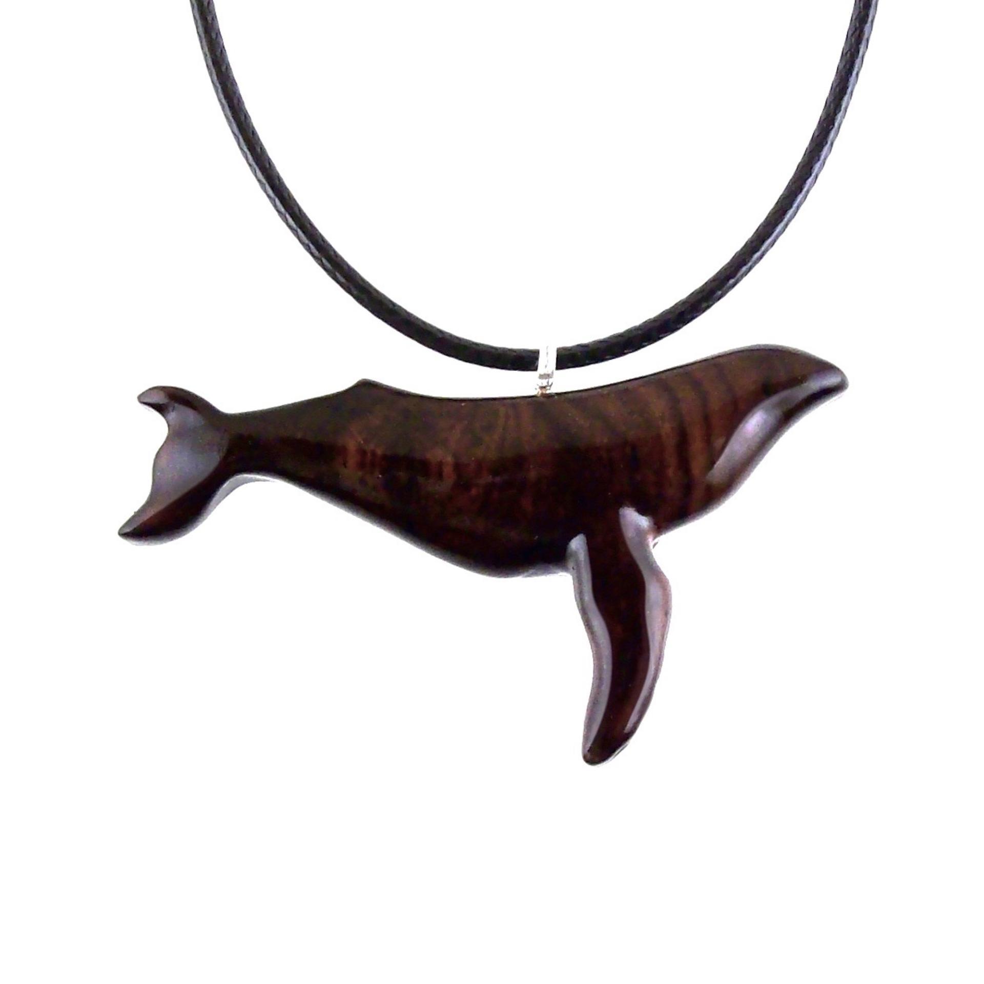Humpback Whale Necklace, Hand Carved Wooden Whale Pendant, Whale-Watcher Gift for Men Women