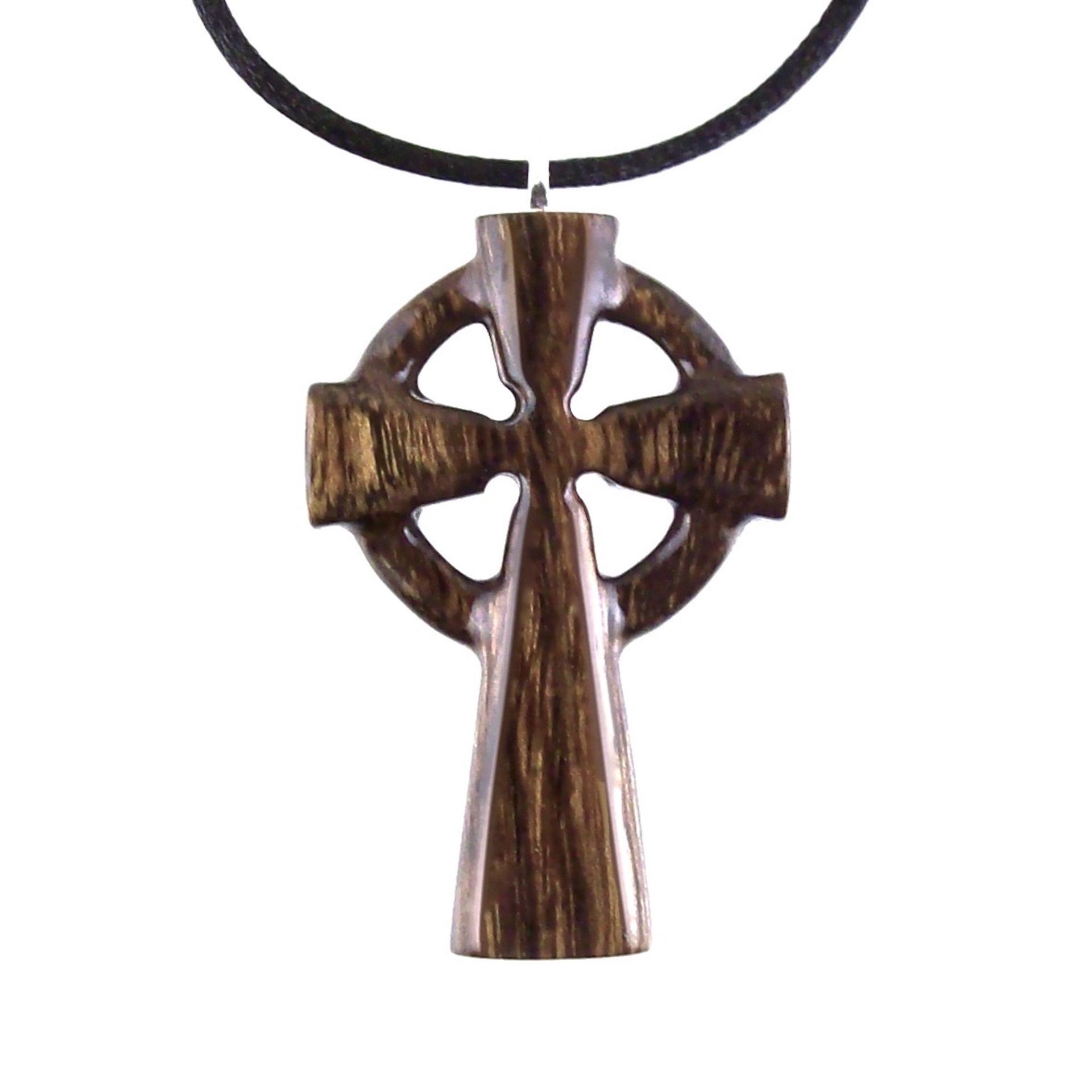 Celtic Cross Pendant, Hand Carved Wood Cross Necklace, Irish Mens Wooden Christian Jewelry, One of a Kind Gift for Him