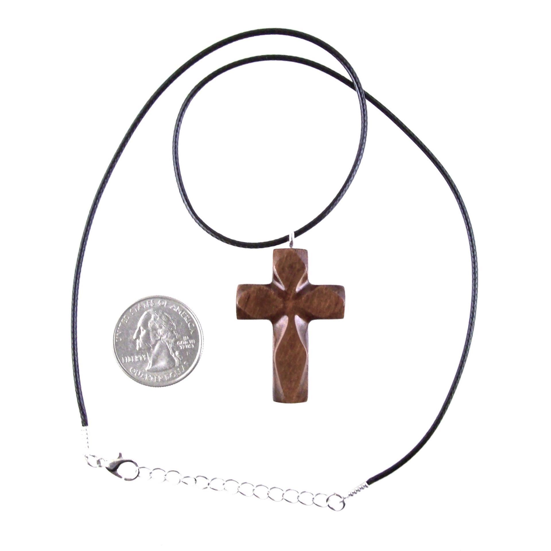 Handmade Wooden Cross Necklace for Men Women, Wood Cross Pendant, Hand Carved Christian Jewelry