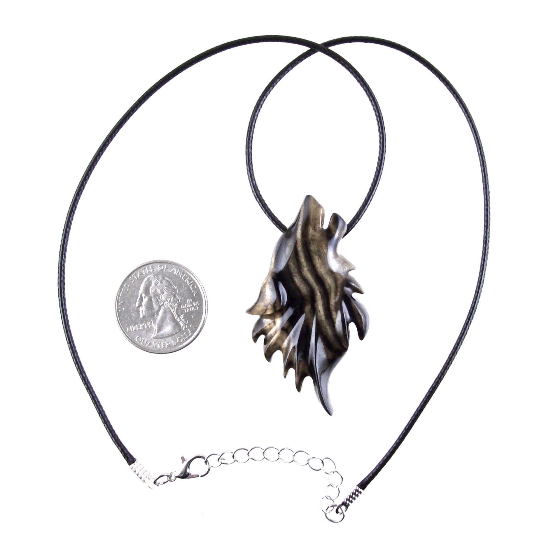 Wolf Necklace, Hand Carved Wooden Wolf Pendant for Men or Women, Spirit Animal Totem Woodland Jewelry