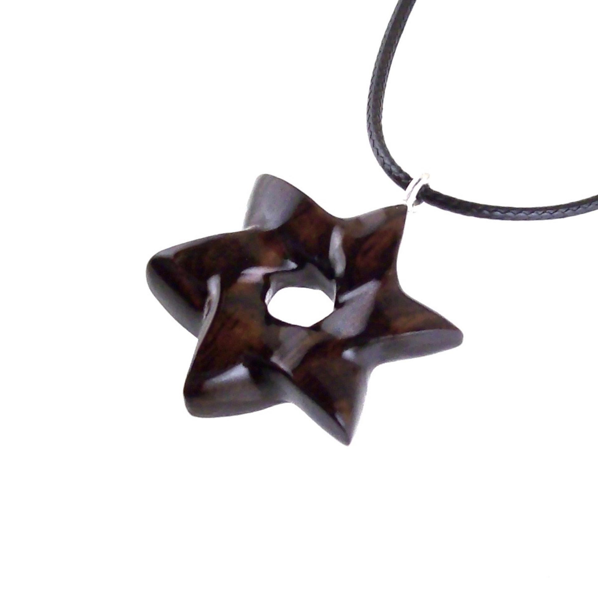 Star of David Pendant, Hand Carved Wooden Jewish Star Necklace for Men or Women, Wood Jewish Jewelry