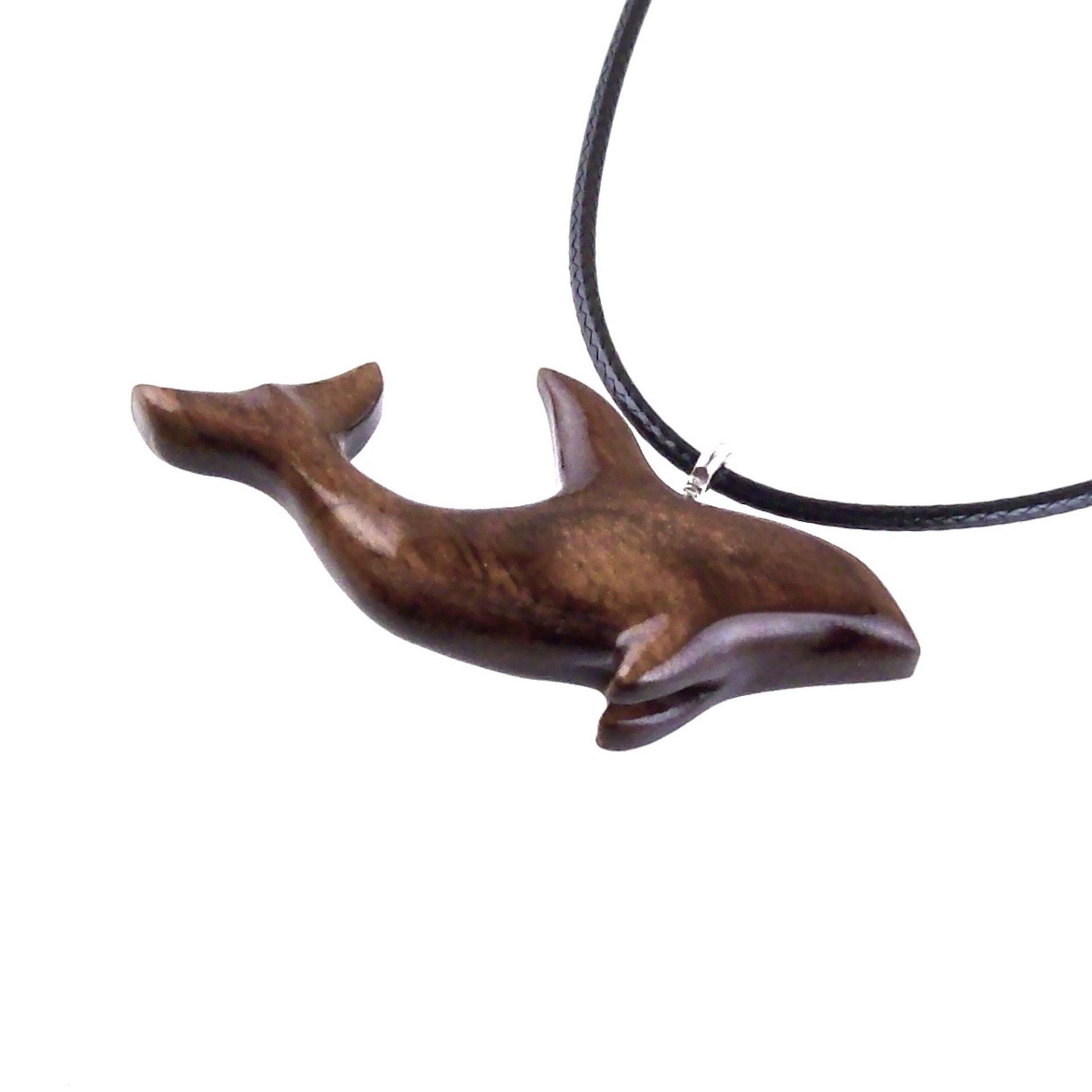 Wooden Orca Necklace, Hand Carved Killer Whale Pendant, Handmade Sea Animal Nautical Wood Jewelry