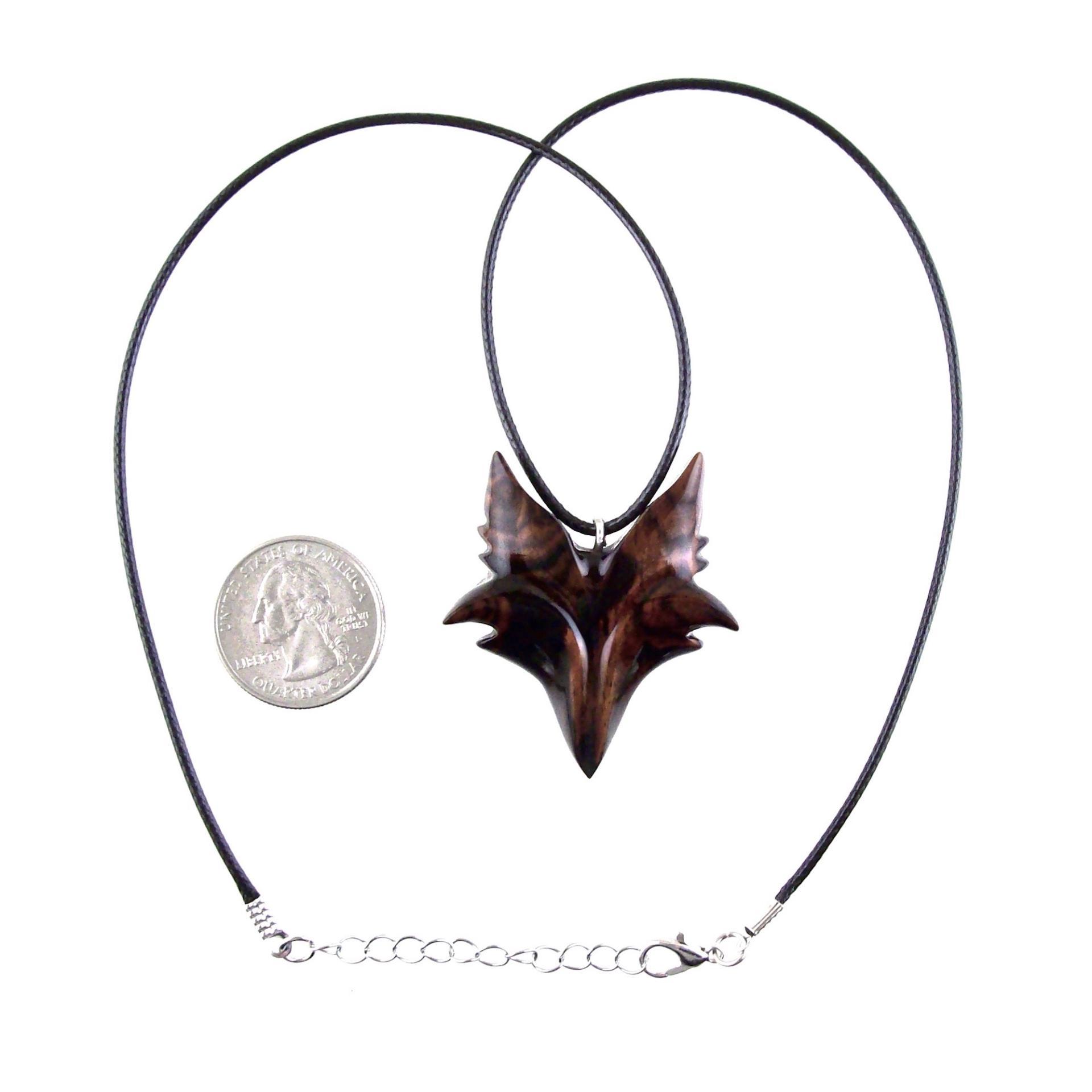 Hand Carved Wooden Fox Pendant, Celtic Fox Necklace for Men Women, Woodland Jewelry Gift