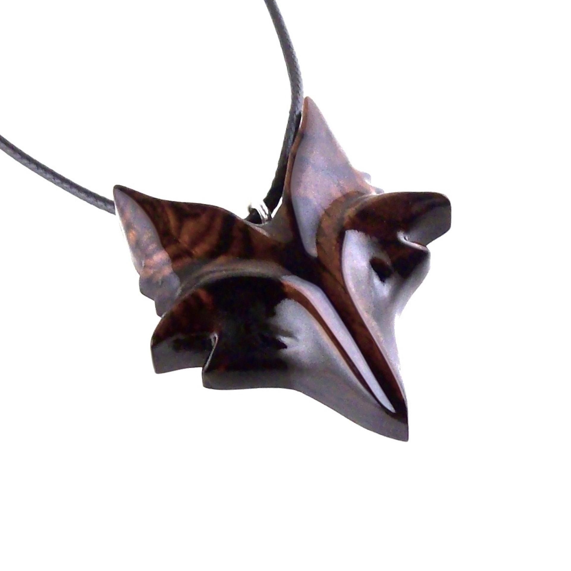 Hand Carved Wooden Fox Pendant, Celtic Fox Necklace for Men Women, Woodland Jewelry Gift