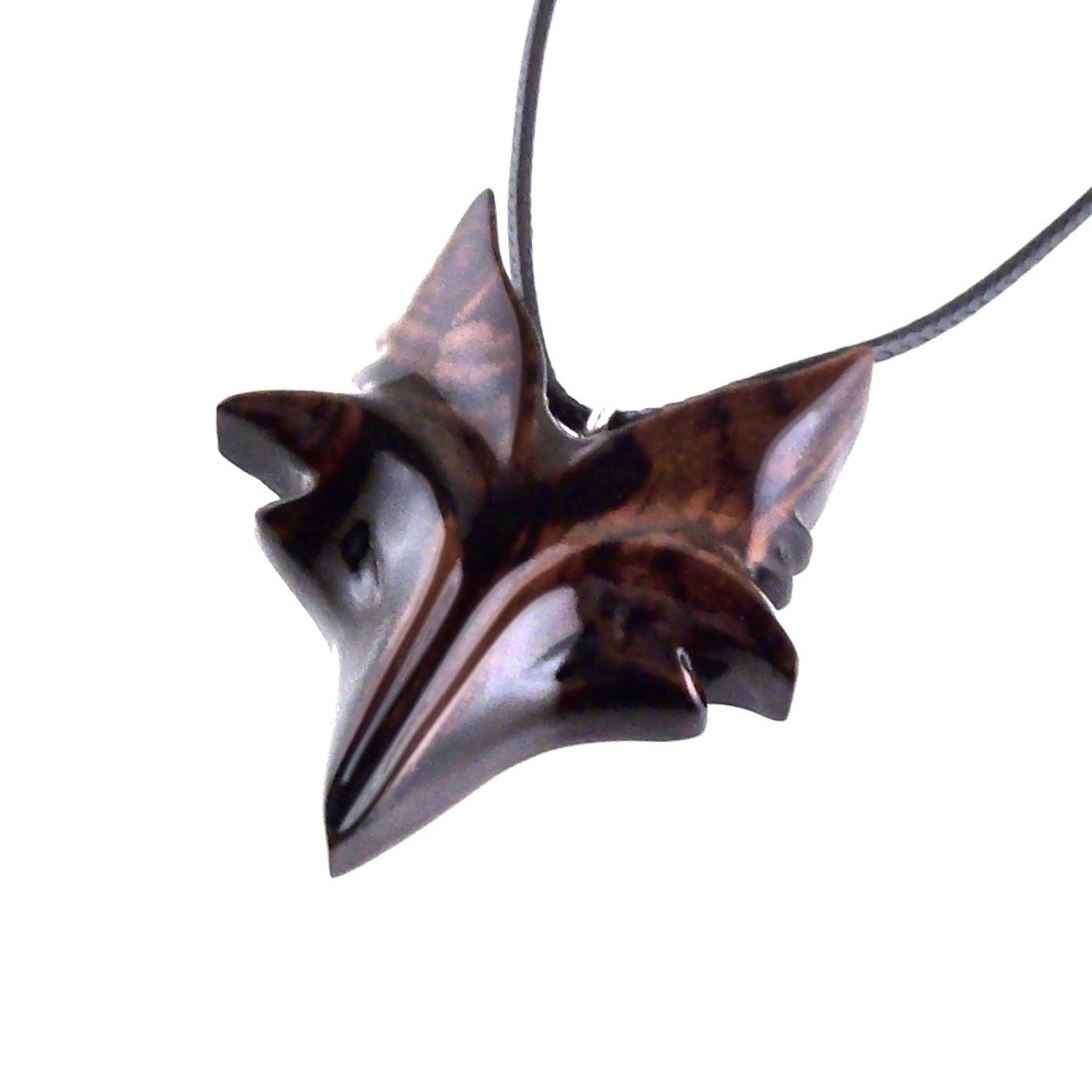 Hand Carved Wooden Fox Pendant, Celtic Fox Necklace for Men Women, Woodland Jewelry Gift