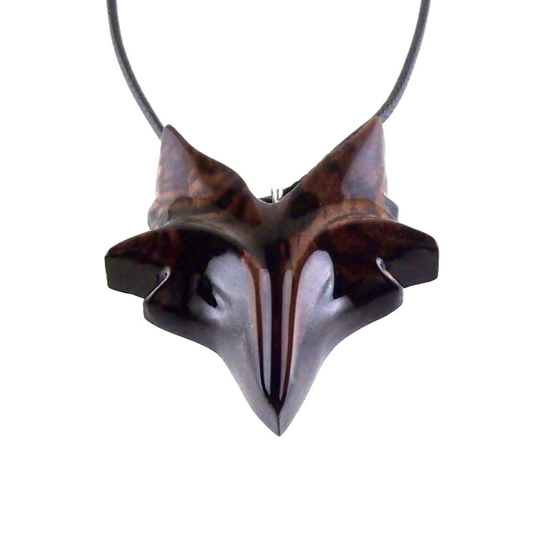 Hand Carved Wooden Fox Pendant, Celtic Fox Necklace for Men Women, Woodland Jewelry Gift