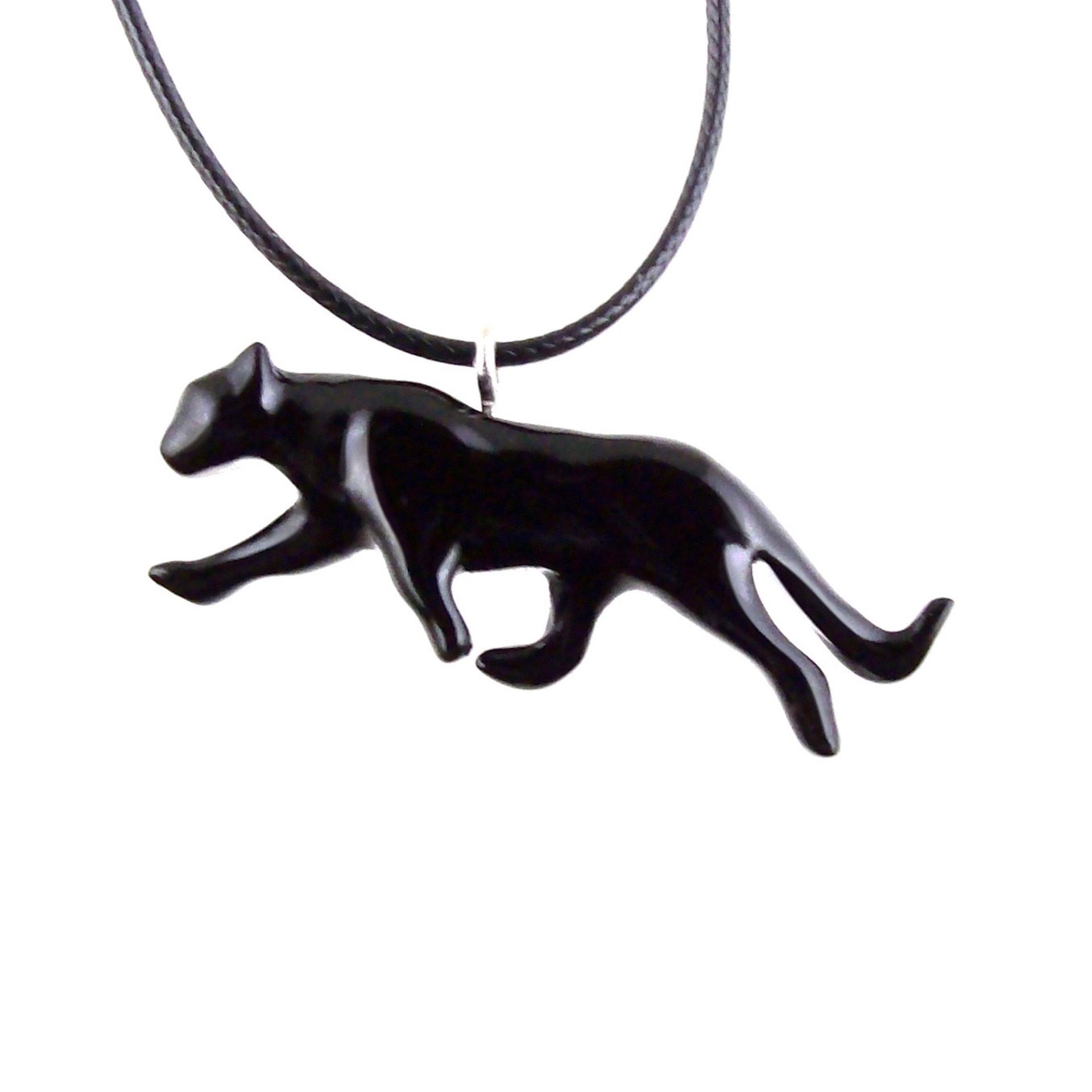 Black Jaguar Panther Necklace, Hand Carved Wooden Panther Pendant, Totem Spirit Animal Wood Jewelry