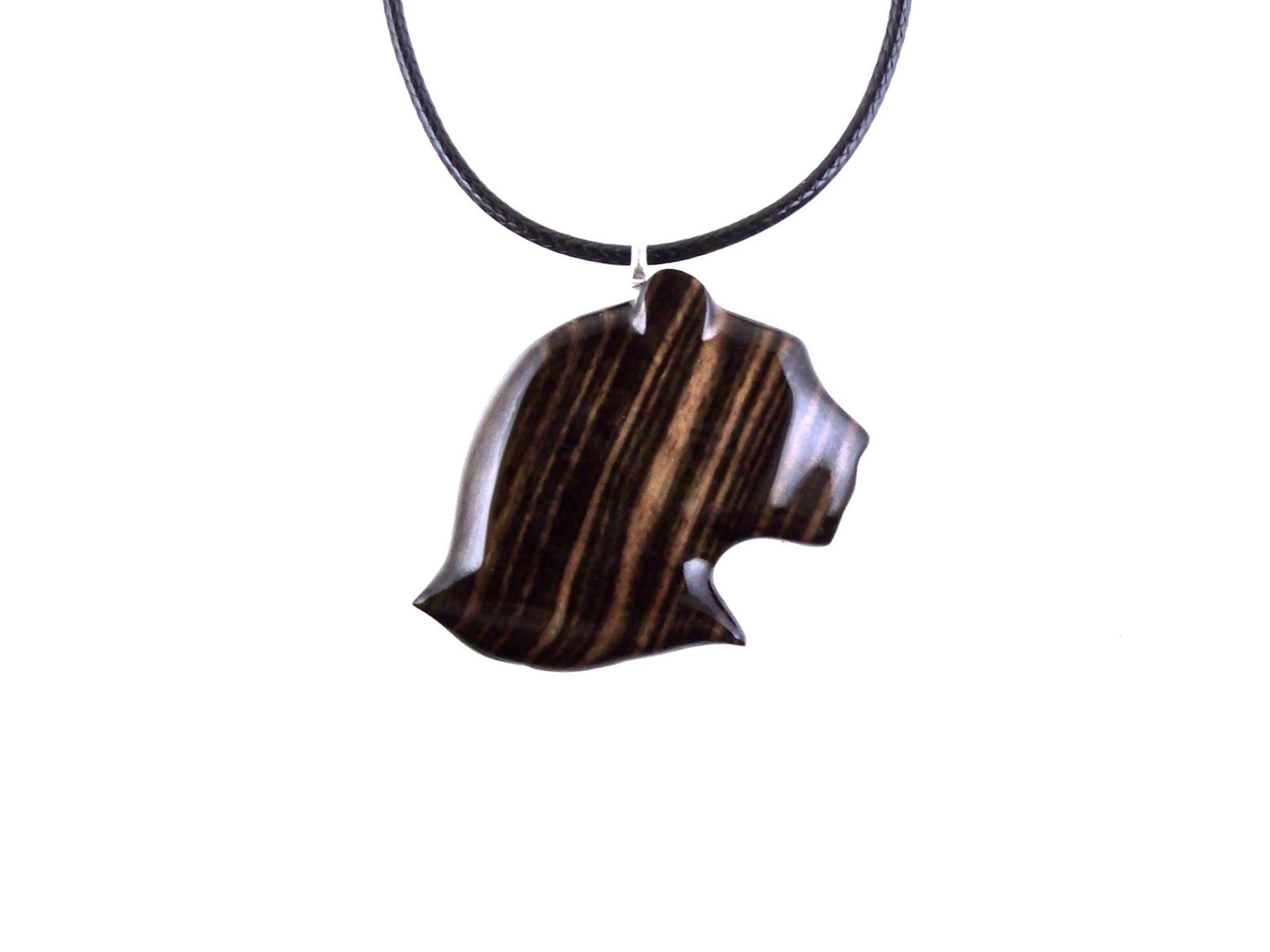 Wooden Panther Pendant, Hand Carved Jaguar Head Necklace, Cougar Mountain Lion Puma Spirit Animal Totem Wood Jewelry for Men Women