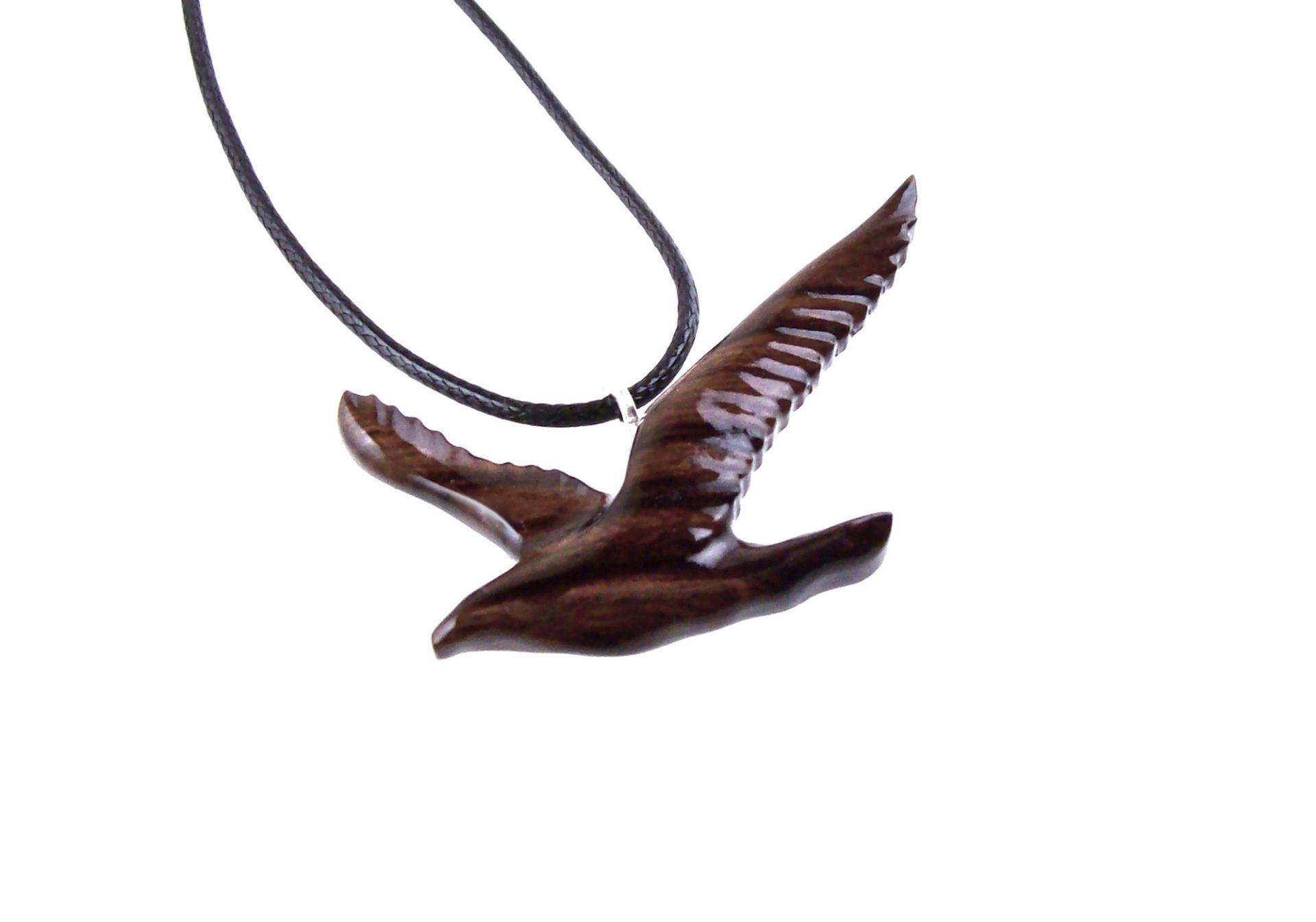 Wooden Seagull Pendant, Hand Carved Bird Necklace, Wood Jewelry, One of a Kind Gift for Her Him