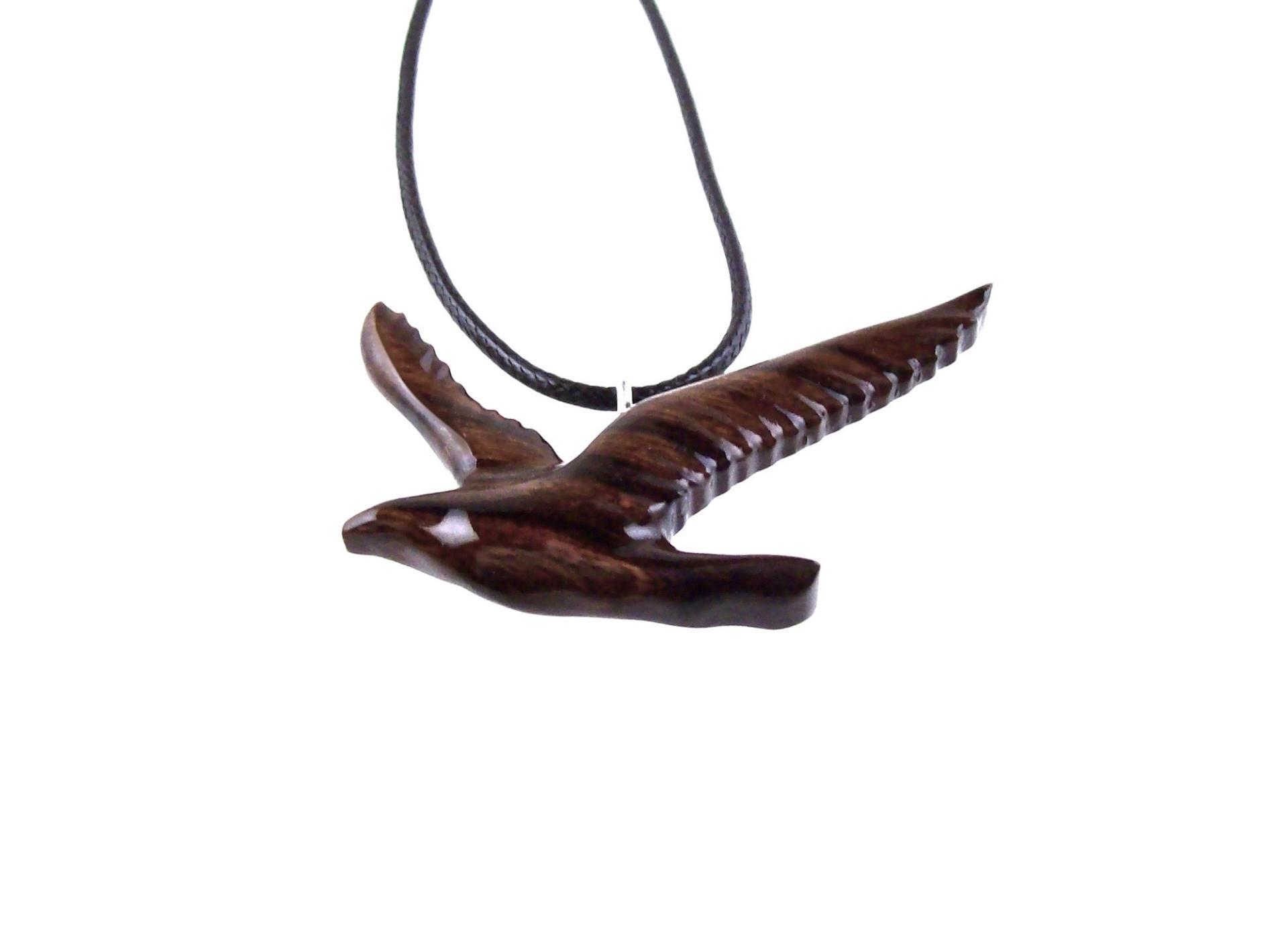 Wooden Seagull Pendant, Hand Carved Bird Necklace, Wood Jewelry, One of a Kind Gift for Her Him