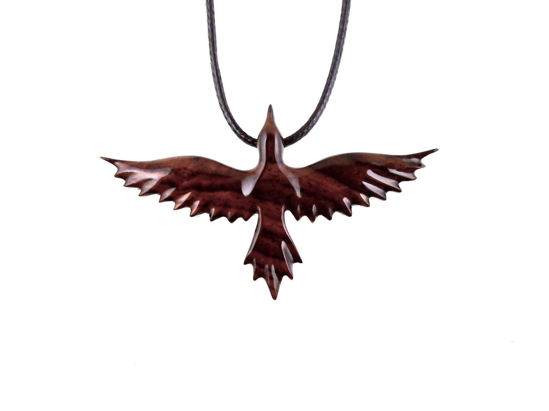 Hand Carved Raven Necklace, Wooden Crow Pendant, Wood Bird Pendant, Raven Totem Jewelry for Men or Women