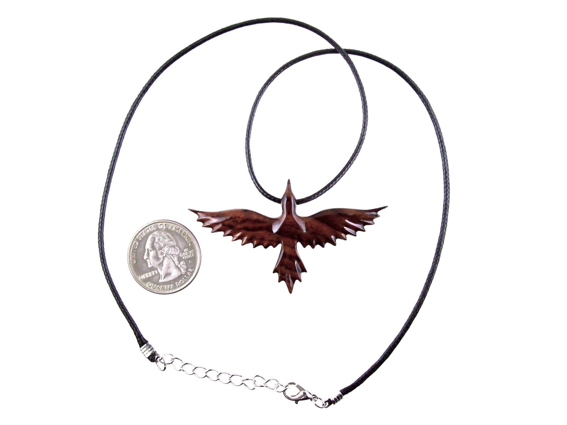 Hand Carved Raven Necklace, Wooden Crow Pendant, Wood Bird Pendant, Raven Totem Jewelry for Men or Women