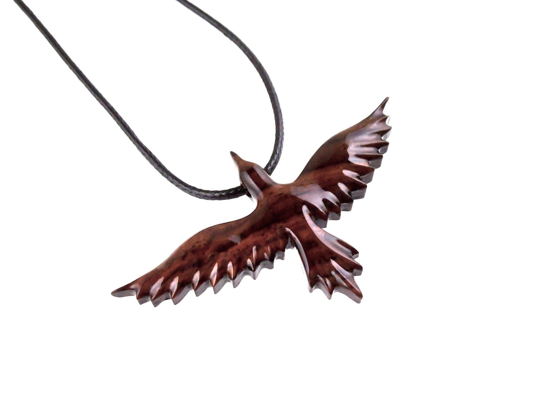 Hand Carved Raven Necklace, Wooden Crow Pendant, Wood Bird Pendant, Raven Totem Jewelry for Men or Women