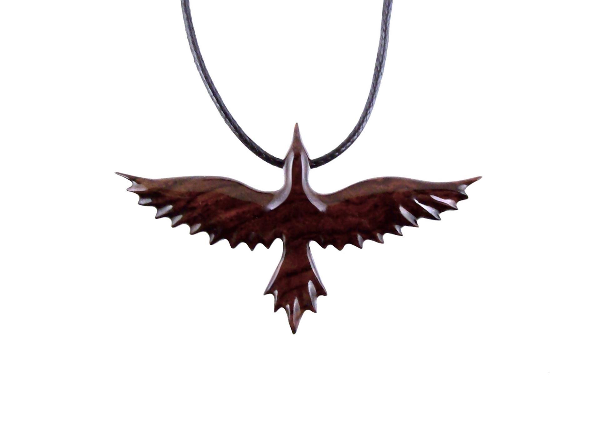 Hand Carved Raven Necklace, Wooden Crow Pendant, Wood Bird Pendant, Raven Totem Jewelry for Men or Women