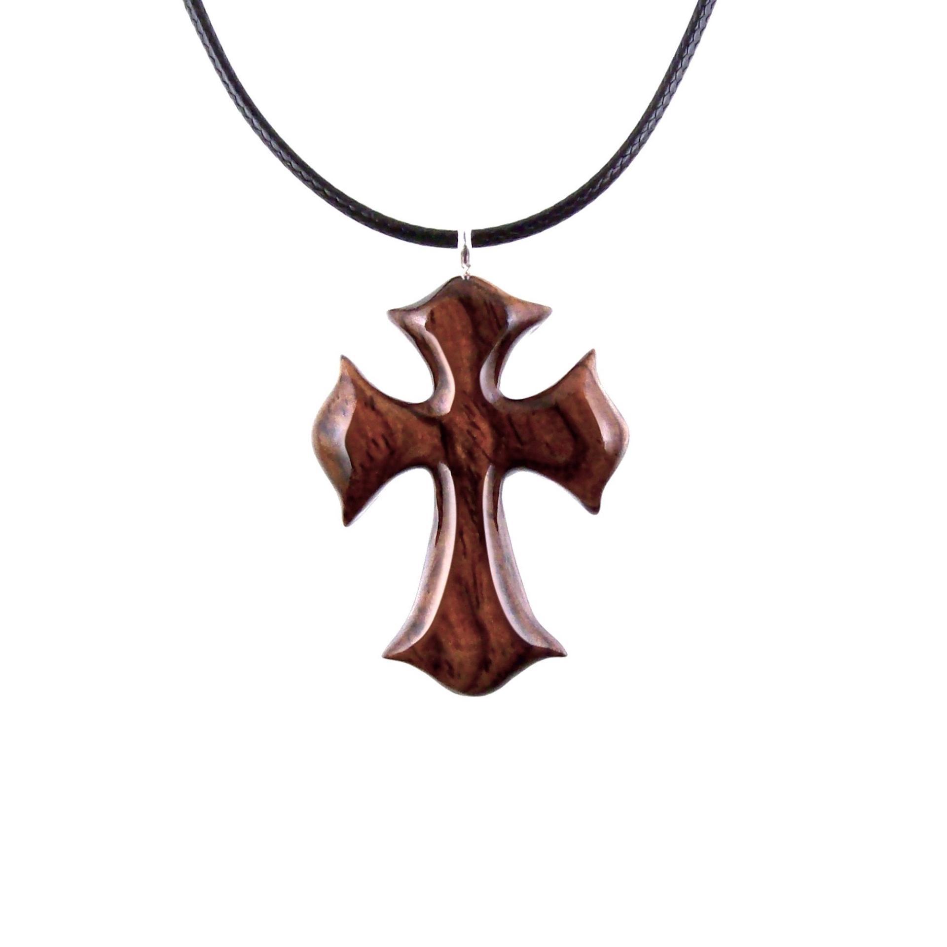 Wooden brown carved cross necklace Michael