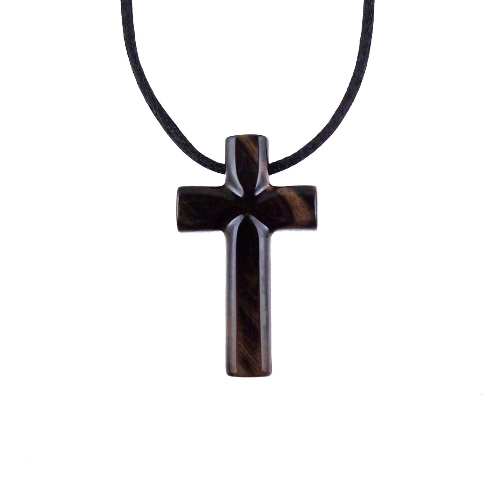 Metro Jewelry Black Ion Plated Stainless Steel Ebony Wood Cross Pendant -  24 Inch Round Box Chain