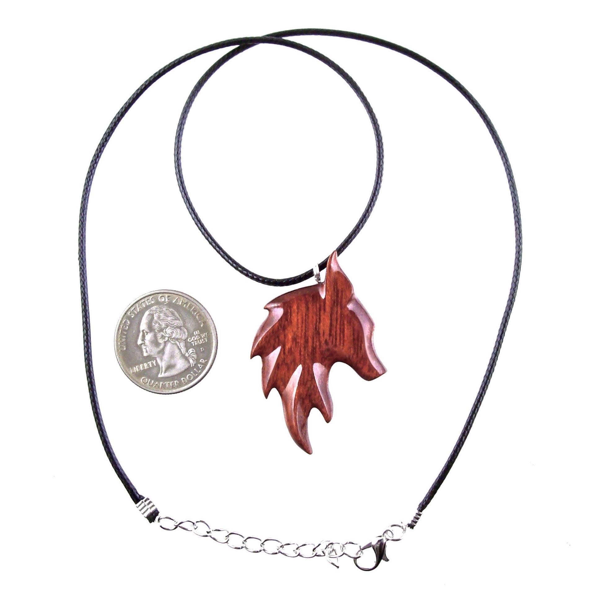 Wooden Fox Pendant, Hand Carved Fox Necklace, Totem Spirit Animal Jewelry Gift for Men Women