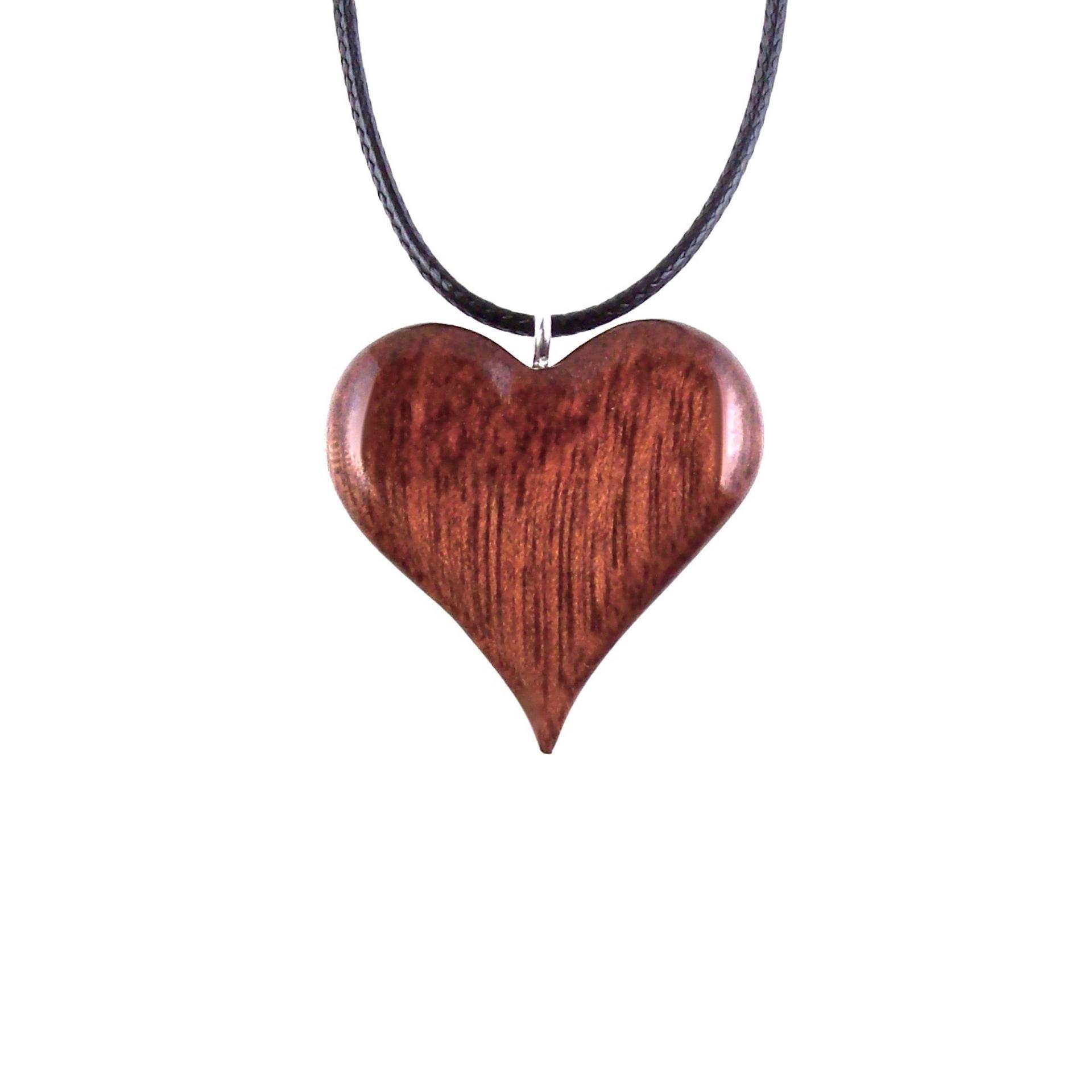 Wood Heart Necklace, Hand Carved Wooden Heart Pendant, One of a Kind 5th Anniversary Gift for Her, Handmade Jewelry