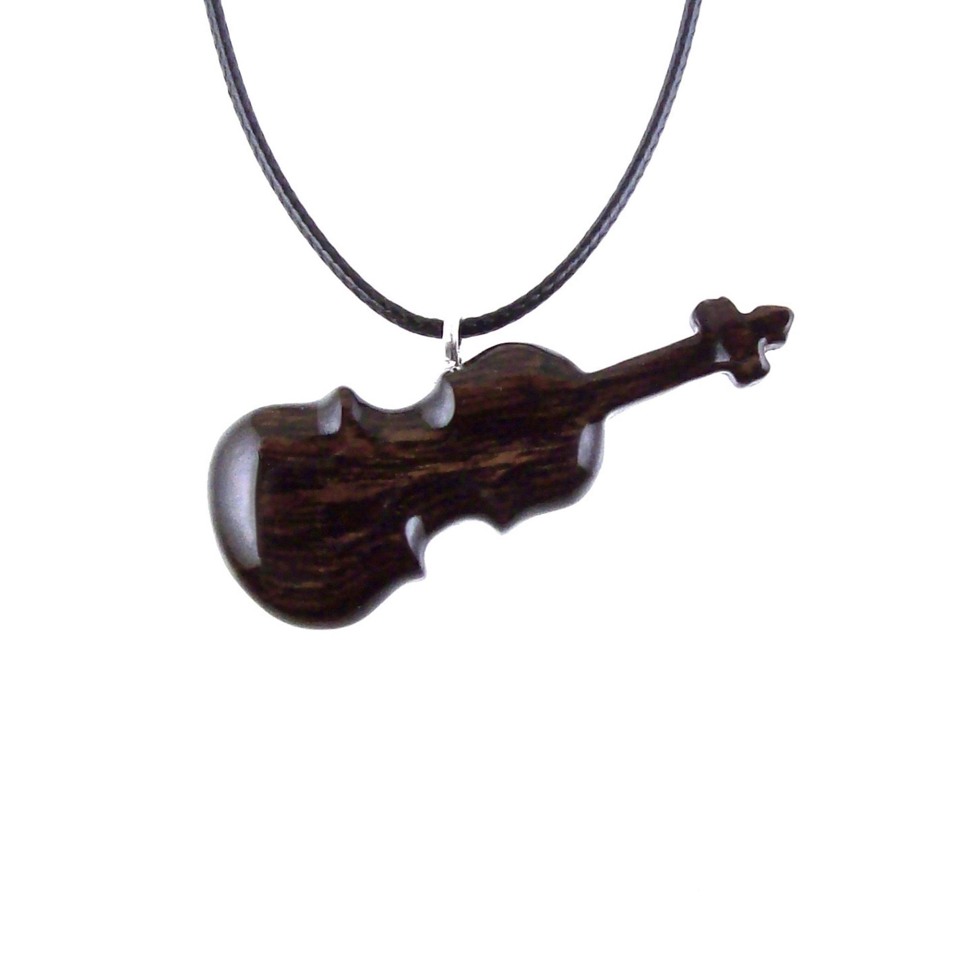 Hand Carved Wooden Violin Pendant Necklace, One of a Kind Violinist Gift for Her Him