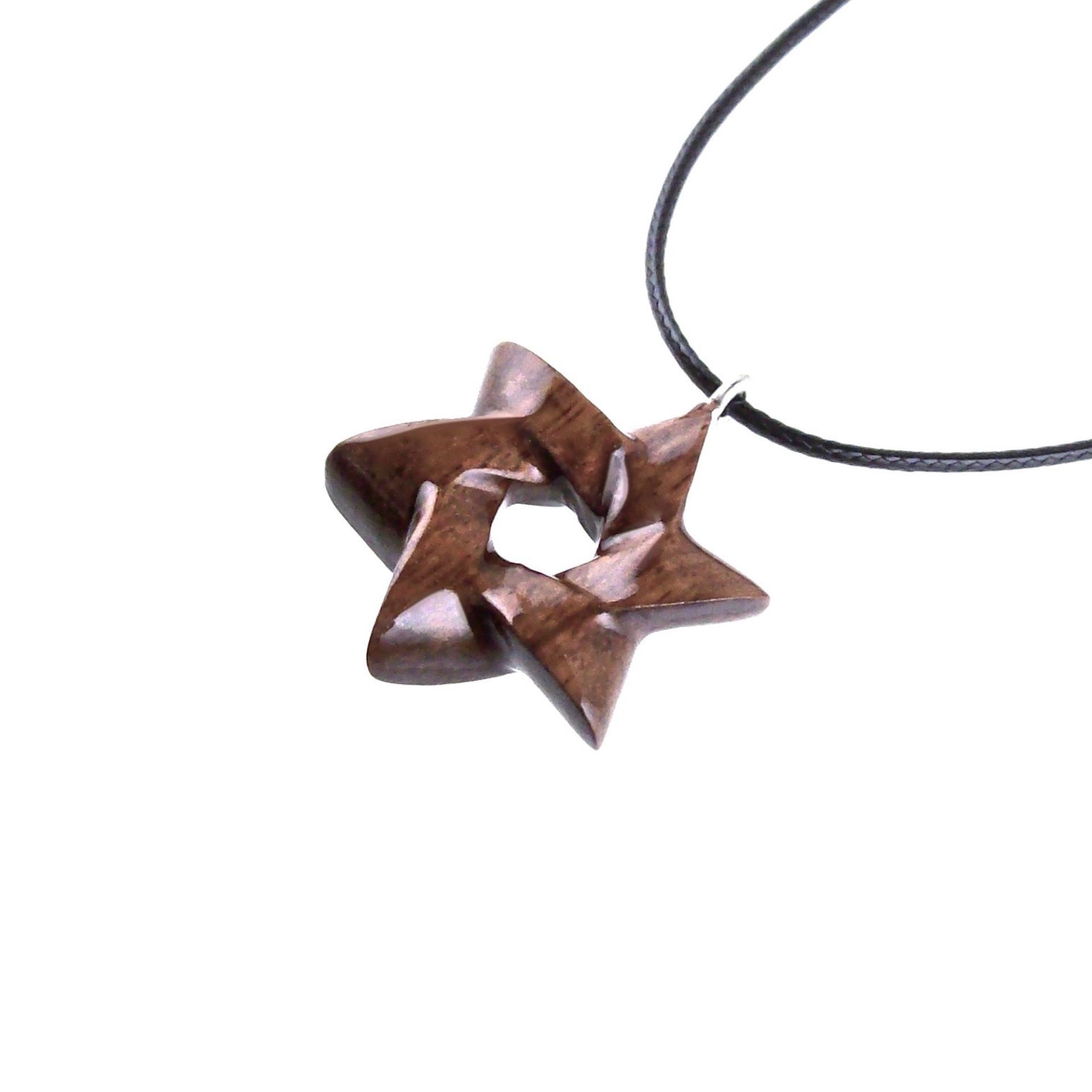 Hand Carved Wooden Star of David Pendant, Jewish Star Necklace for Men or Women, Wood Jewish Jewelry