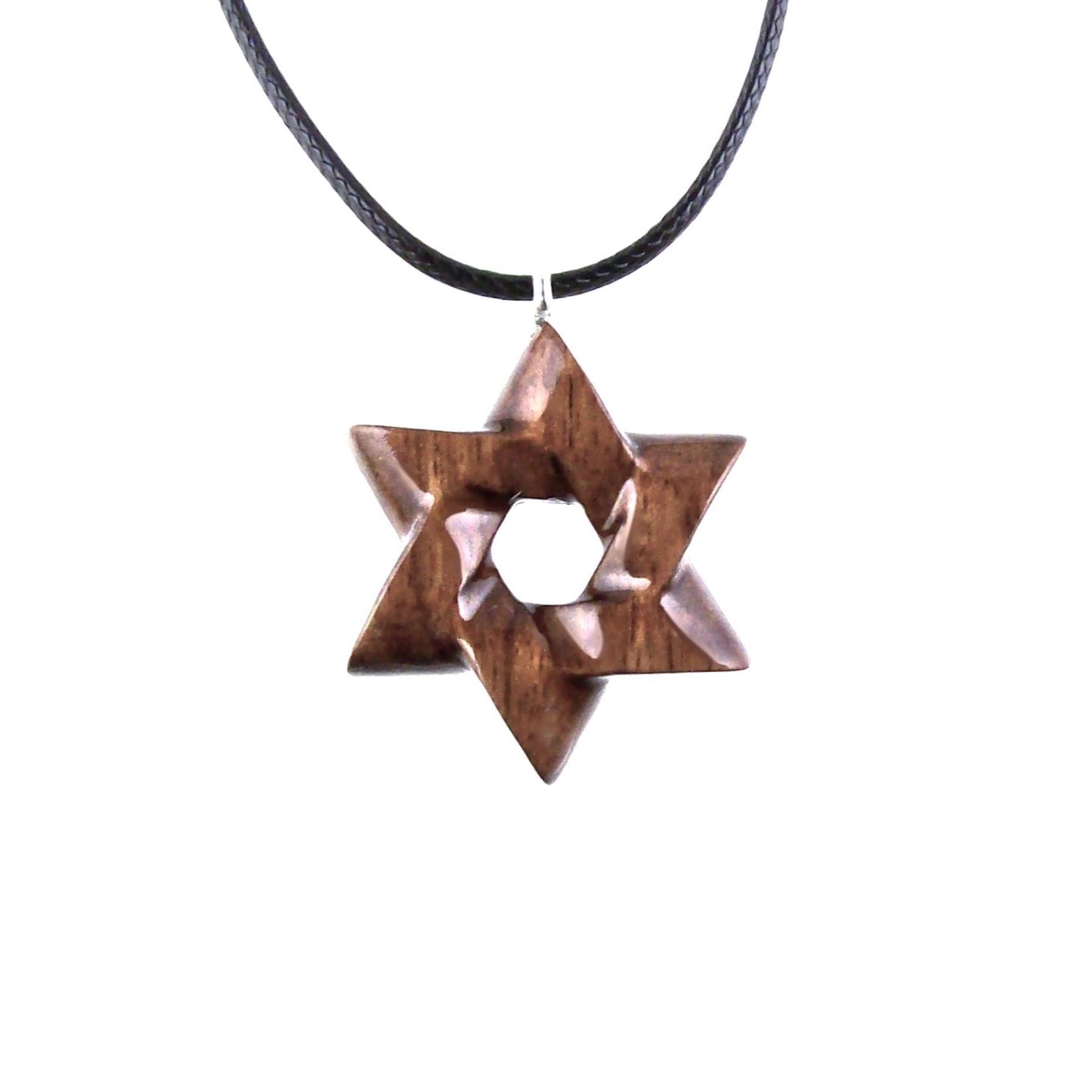 Hand Carved Wooden Star of David Pendant, Jewish Star Necklace for Men or Women, Wood Jewish Jewelry