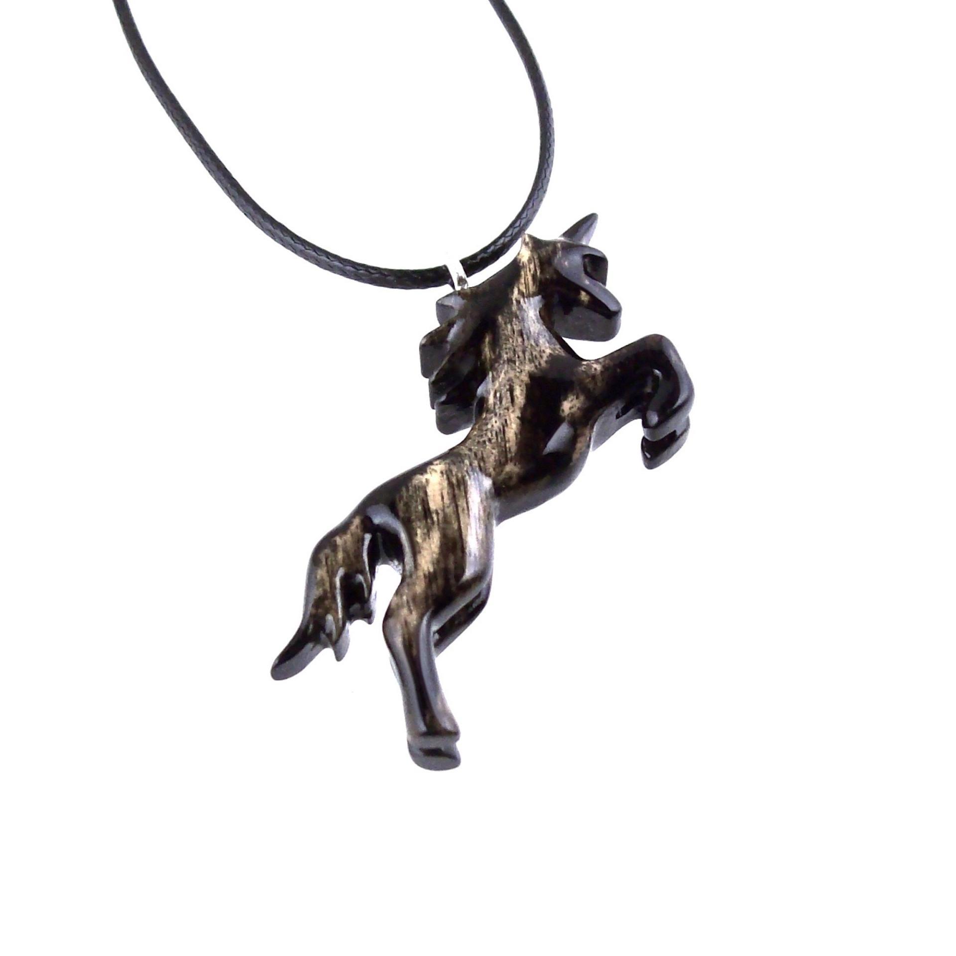 Hand Carved Wooden Unicorn Pendant Necklace, Fantasy Animal Wood Jewelry, One of a Kind Handmade Gift for Her Him