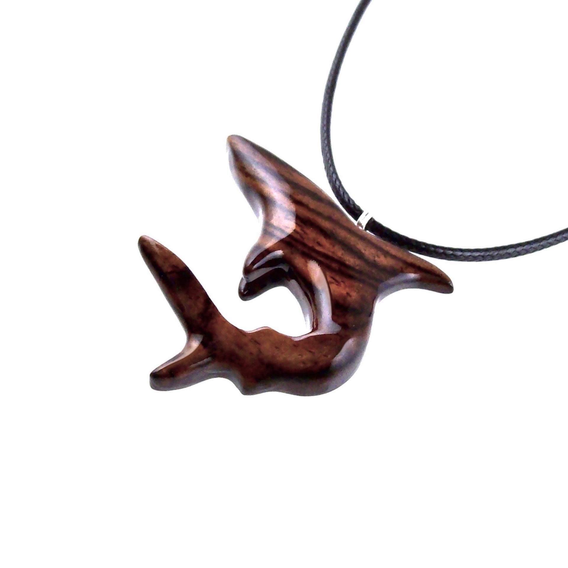 Shark Necklace, Hand Carved Wooden Shark Pendant, Mens Wood Necklace, Nautical Pendant, Mens Jewelry Gift for Him