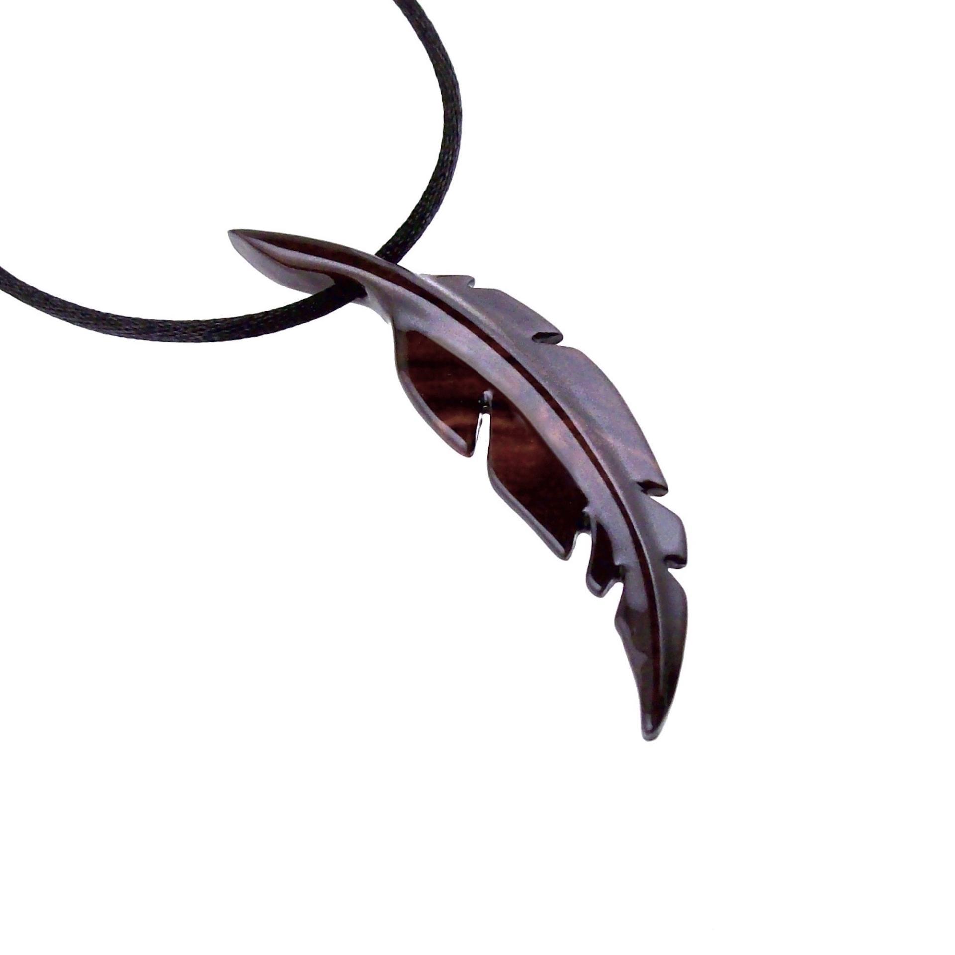 Hand Carved Feather Necklace, Wooden Feather Pendant, Mens Wood Necklace, Tribal Jewelry, One of a Kind Gift for Him