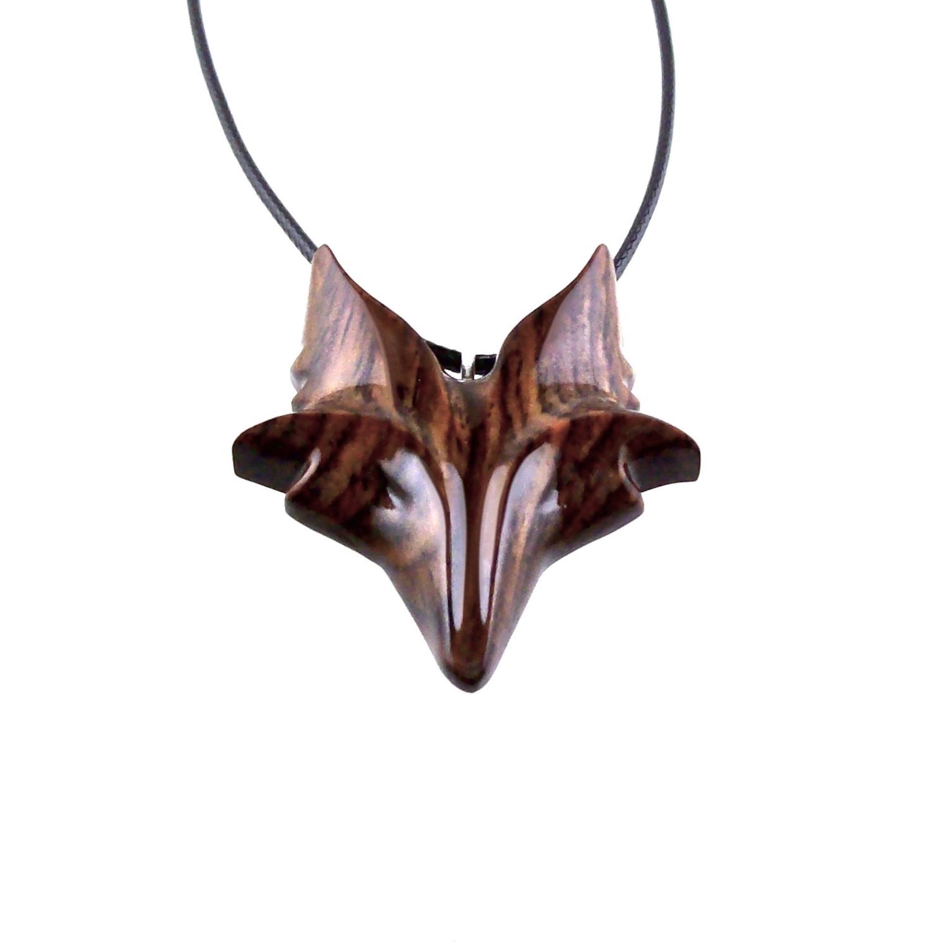 Hand Carved Wooden Fox Pendant, Celtic Fox Necklace for Men or Women, Totem Spirit Animal, Woodland Jewelry Gift for Her or Him