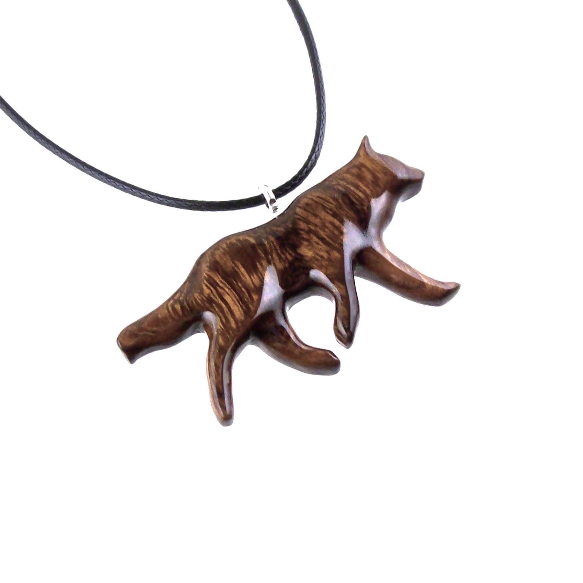 Hand Carved Wooden Wolf Necklace Pendant, Wood Animal TotemJewelry, One-of-a-Kind Handmade Gift