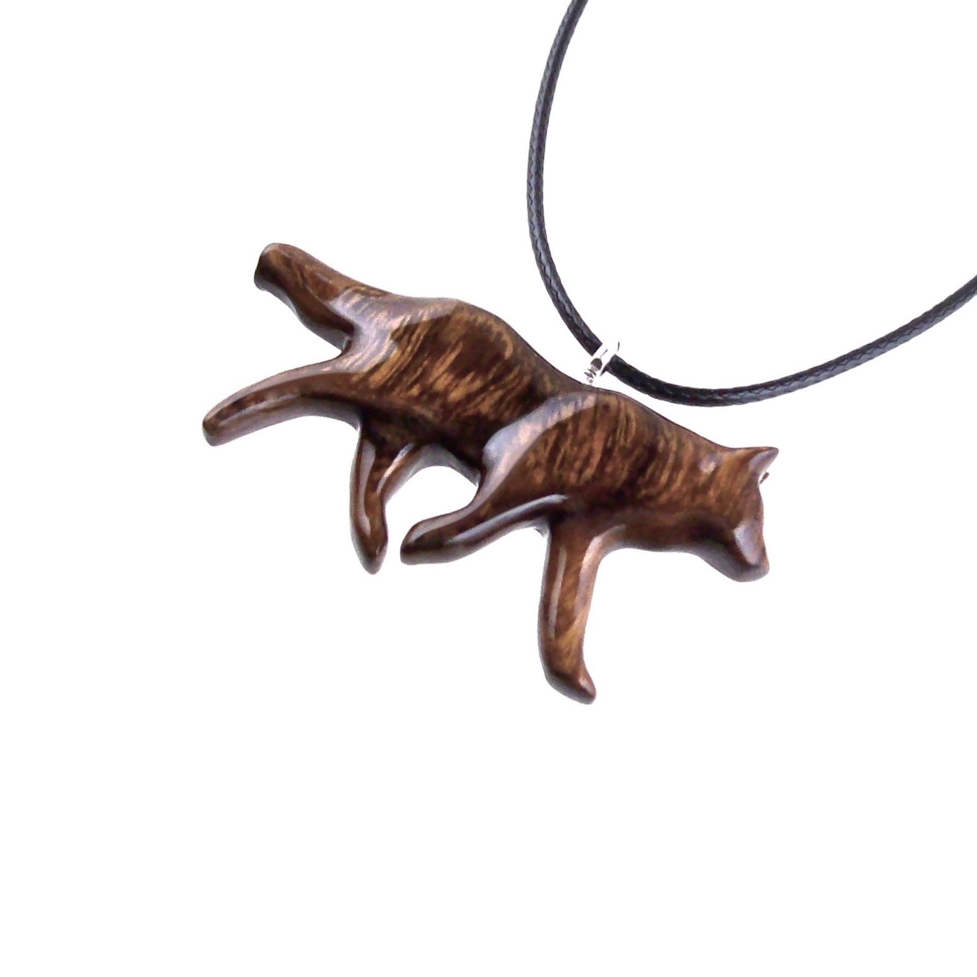 Hand Carved Wooden Wolf Necklace Pendant, Wood Animal TotemJewelry, One-of-a-Kind Handmade Gift