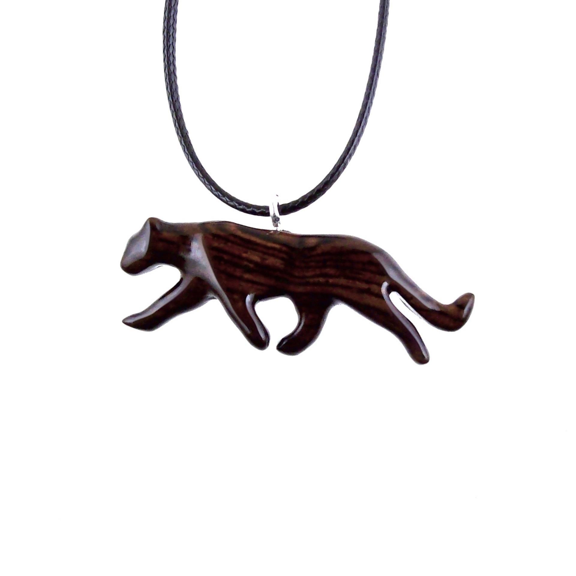 Hand Carved Puma Pendant, Wooden Panther Necklace, Panther, Cougar, Mountain Lion, Animal Jewelry for Men or Women, Gift for Him Her