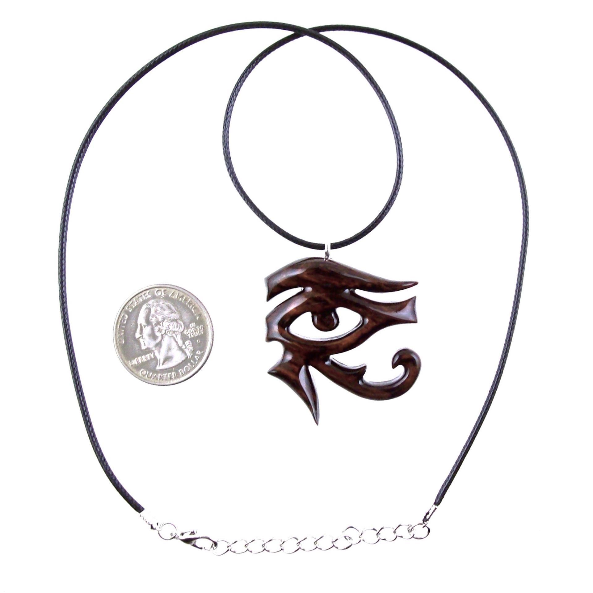 Eye of Horus Necklace, Hand Carved Wooden Eye of Ra Pendant, Egyptian Jewelry for Men or Women, African Jewelry, One of a Kind Gift