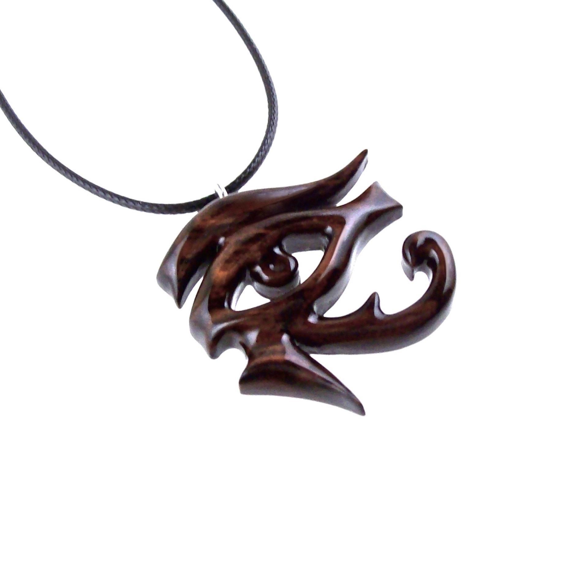 Eye of Horus Necklace, Hand Carved Wooden Eye of Ra Pendant, Egyptian Jewelry for Men or Women, African Jewelry, One of a Kind Gift