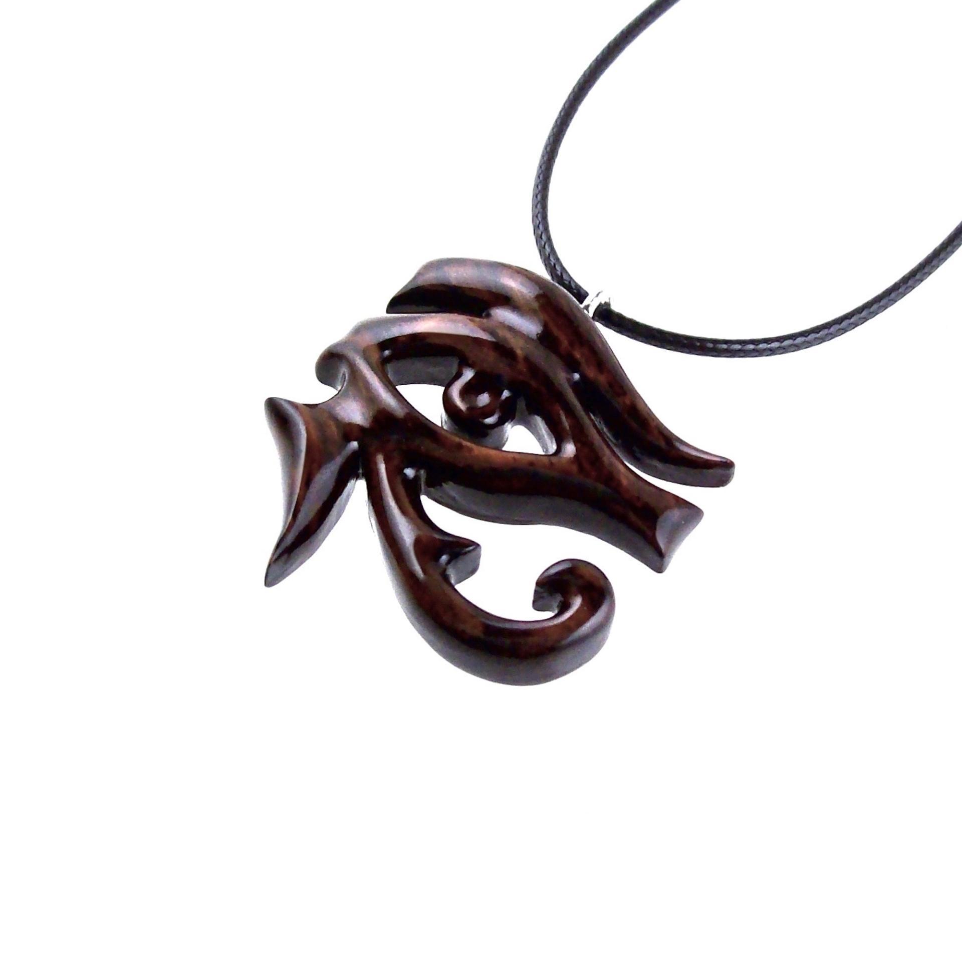 Eye of Horus Necklace, Hand Carved Wooden Eye of Ra Pendant, Egyptian Jewelry for Men or Women, African Jewelry, One of a Kind Gift