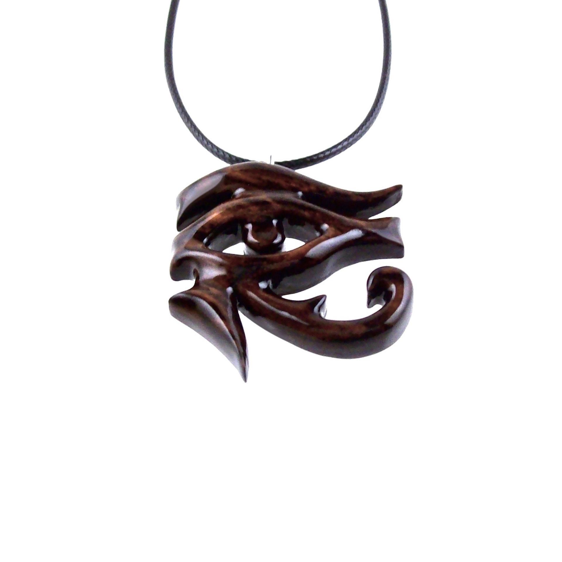 Eye of Horus Necklace, Hand Carved Wooden Eye of Ra Pendant, Egyptian Jewelry for Men or Women, African Jewelry, One of a Kind Gift